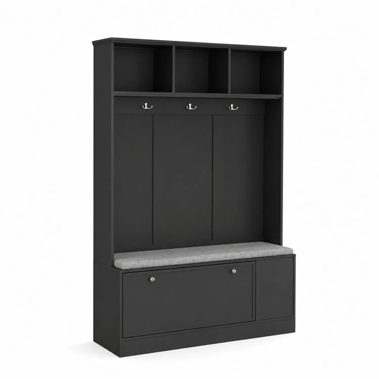Schwarz Garderoben-Set mit MDF Holz und Sitzbank