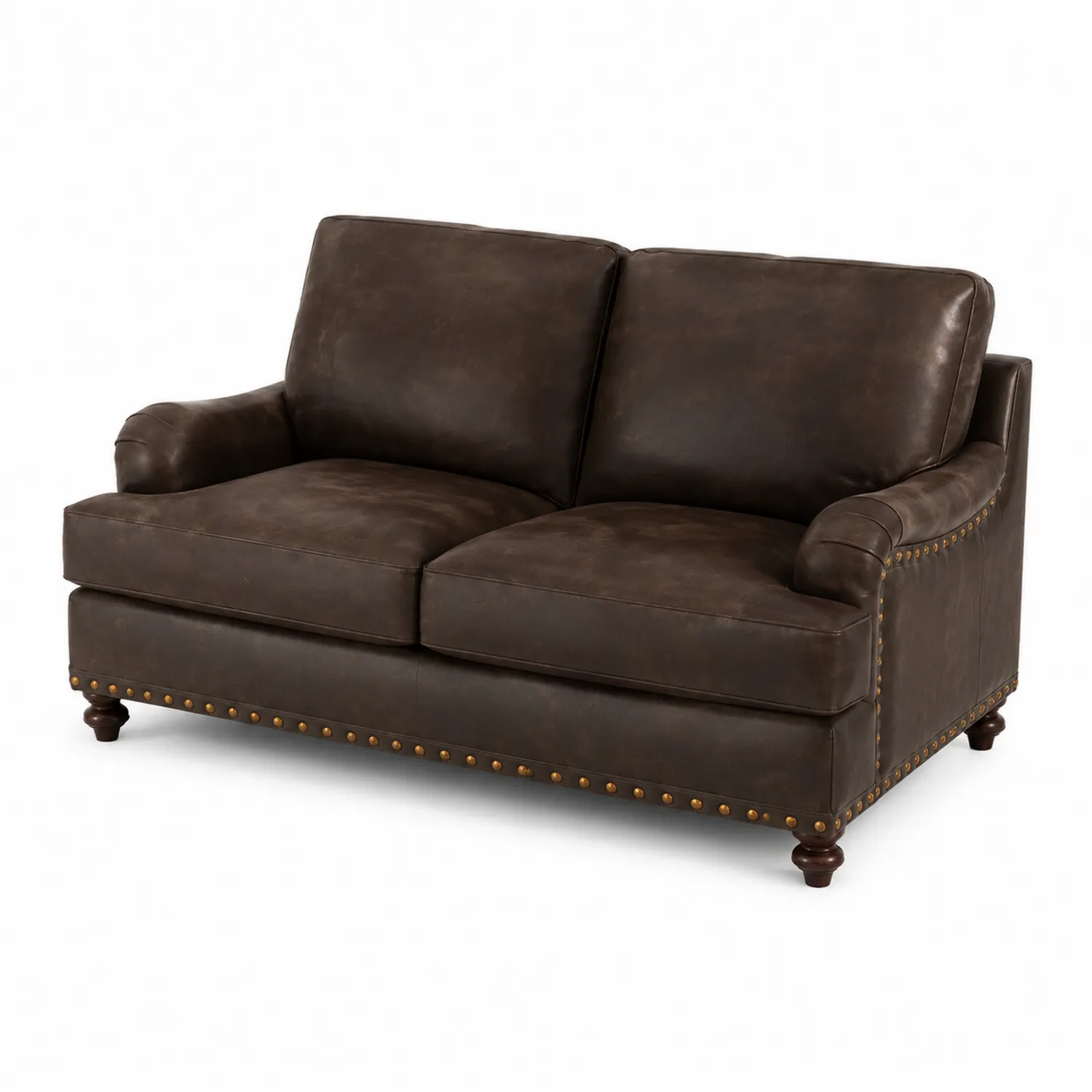 Ledersofa Zweisitzer Dunkelbraun 180cm