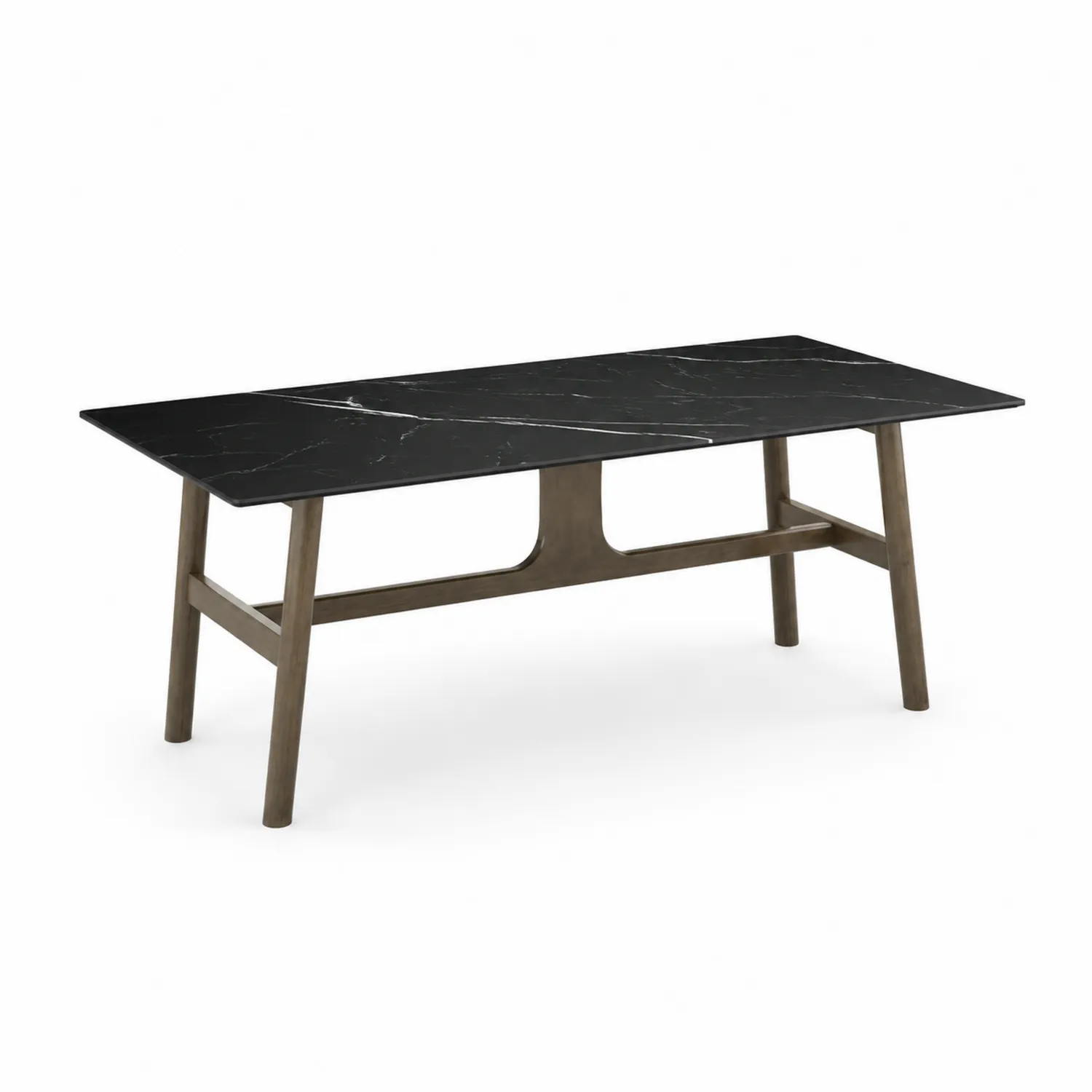 Esstisch mit schwarzer Marmoroberfläche und Massivholzgestell 200x100x75 cm