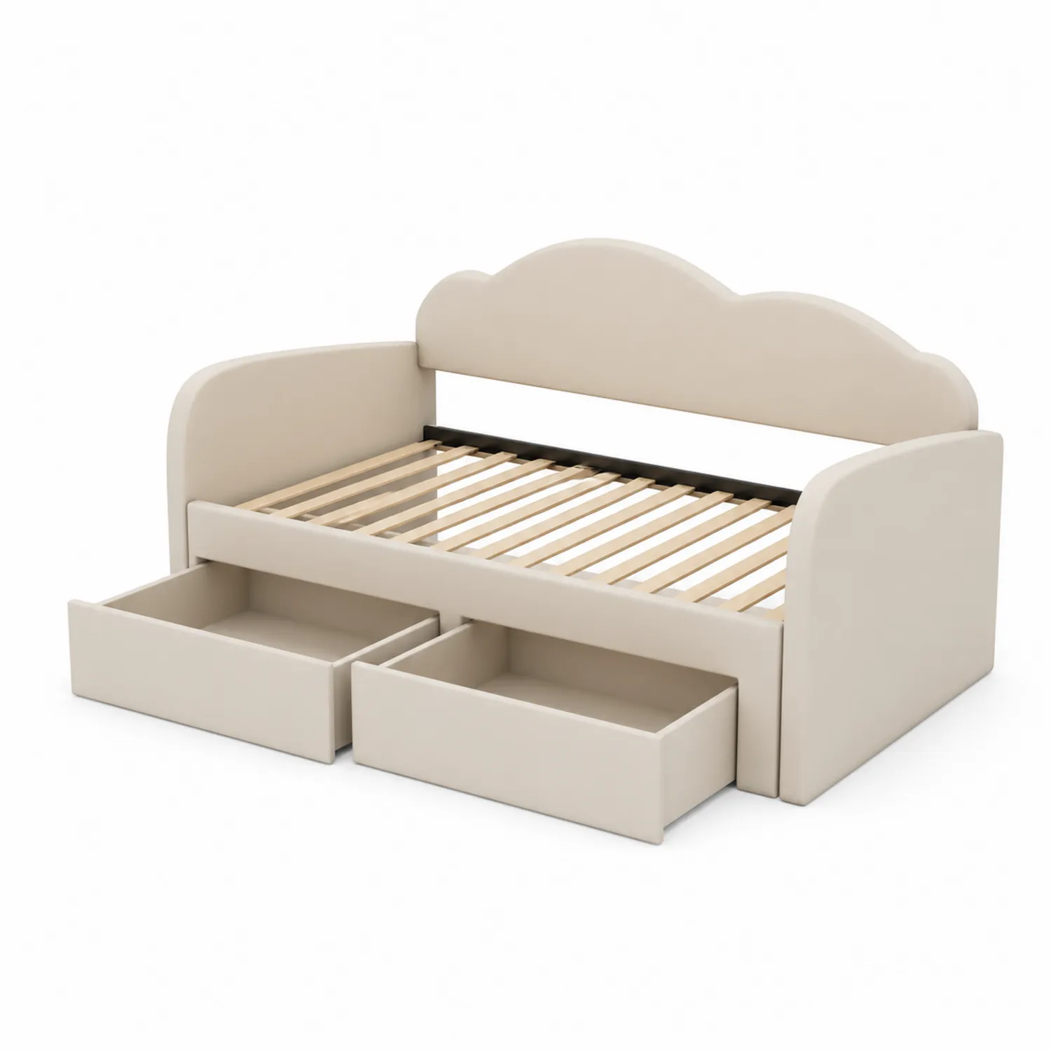 Holztagesbett mit Schubladen Beige 200x90cm