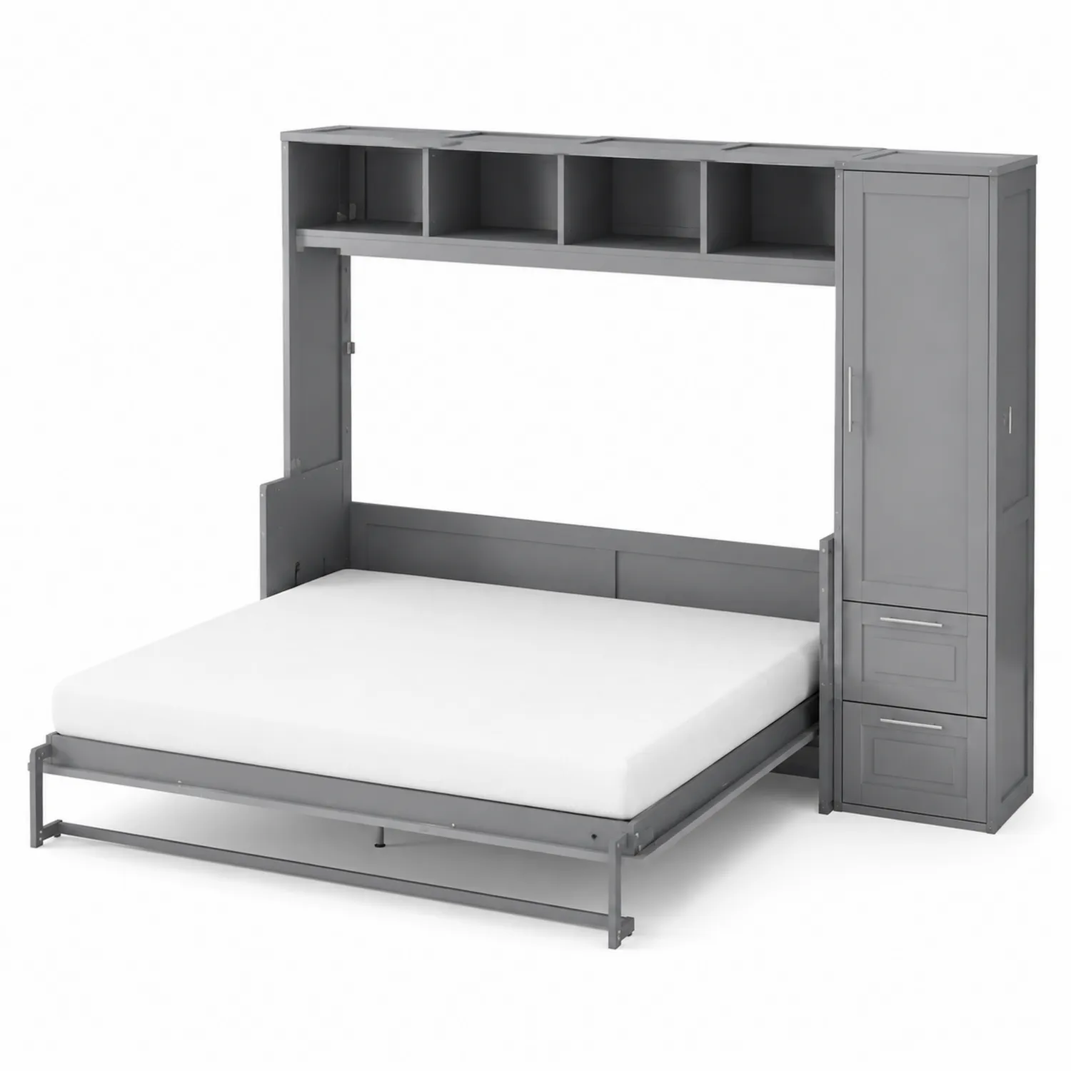 Klappbett mit Stauraum MDF Stahl Grau 200 x 160 x 150 cm
