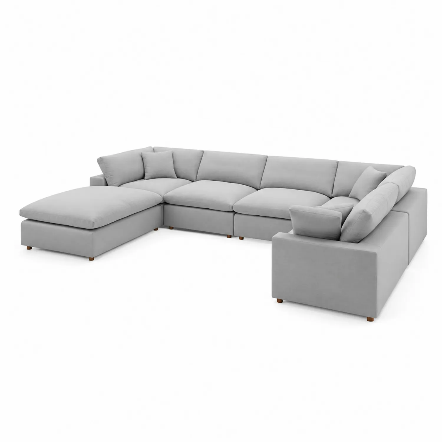 Modulares Ecksofa Set Holzrahmen L-Form 300x220 cm Hellgrau