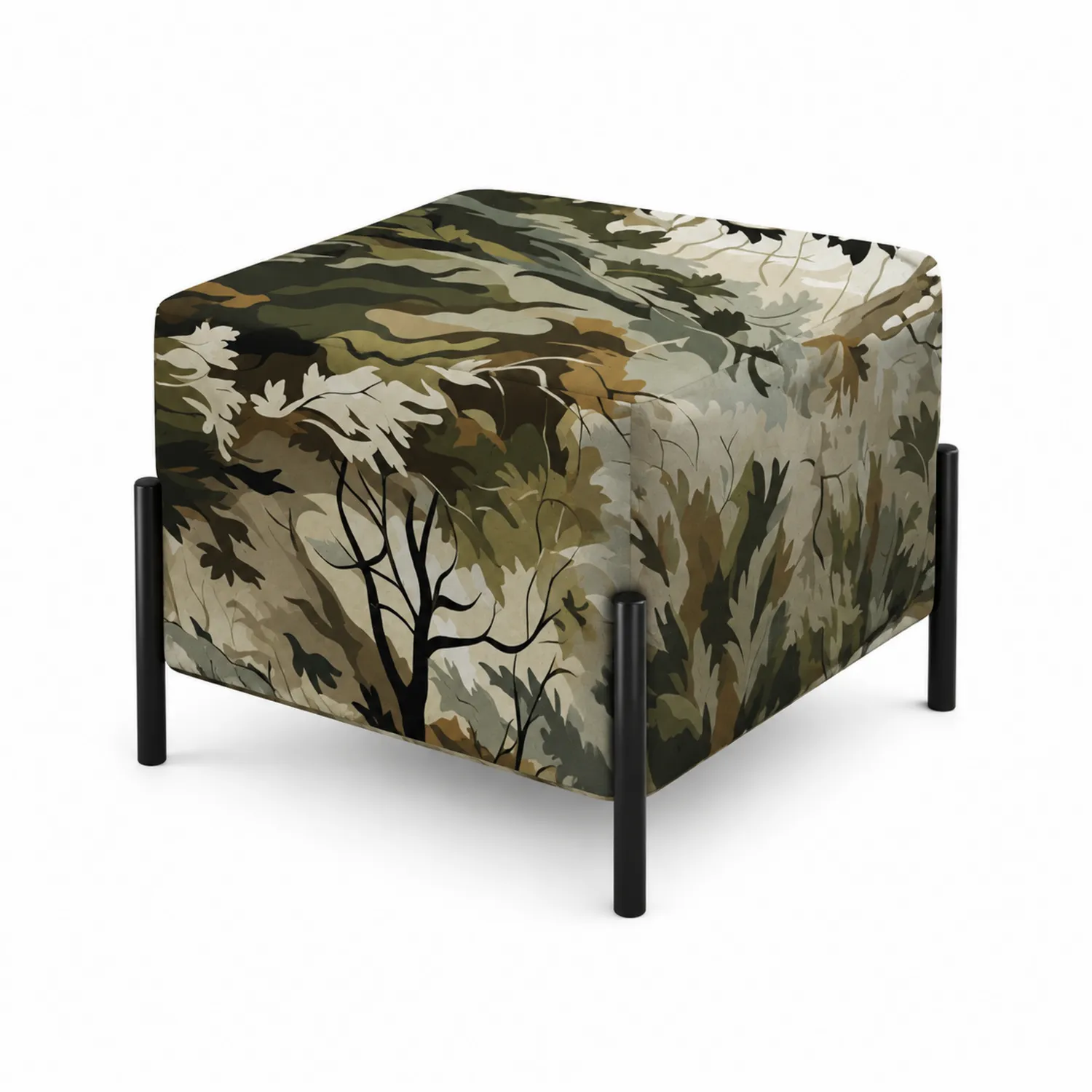 Hocker aus Metall mit Tarnmuster-Polyestersitz Grün/Braun