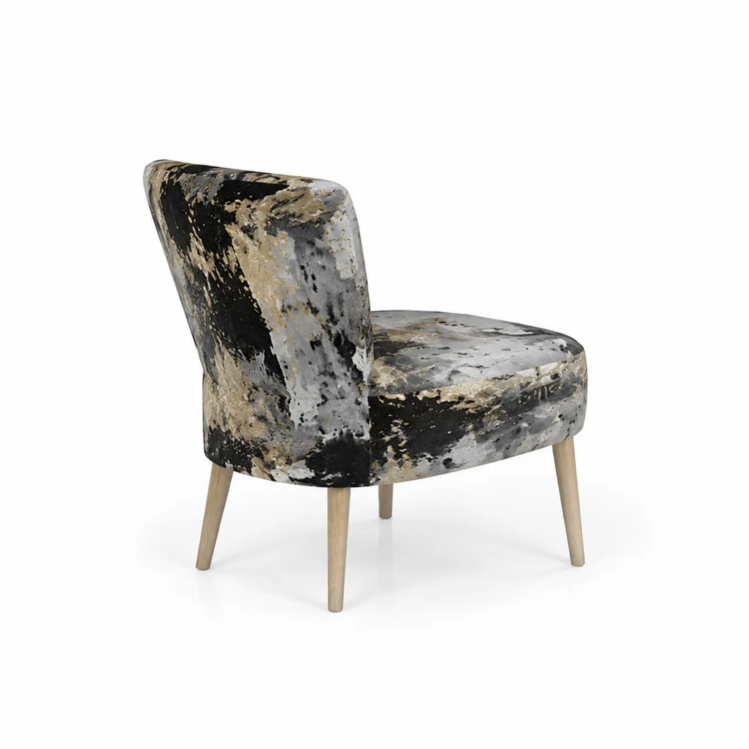 Sessel aus Polyester-Samt mit Holzbeinen Mehrfarbig