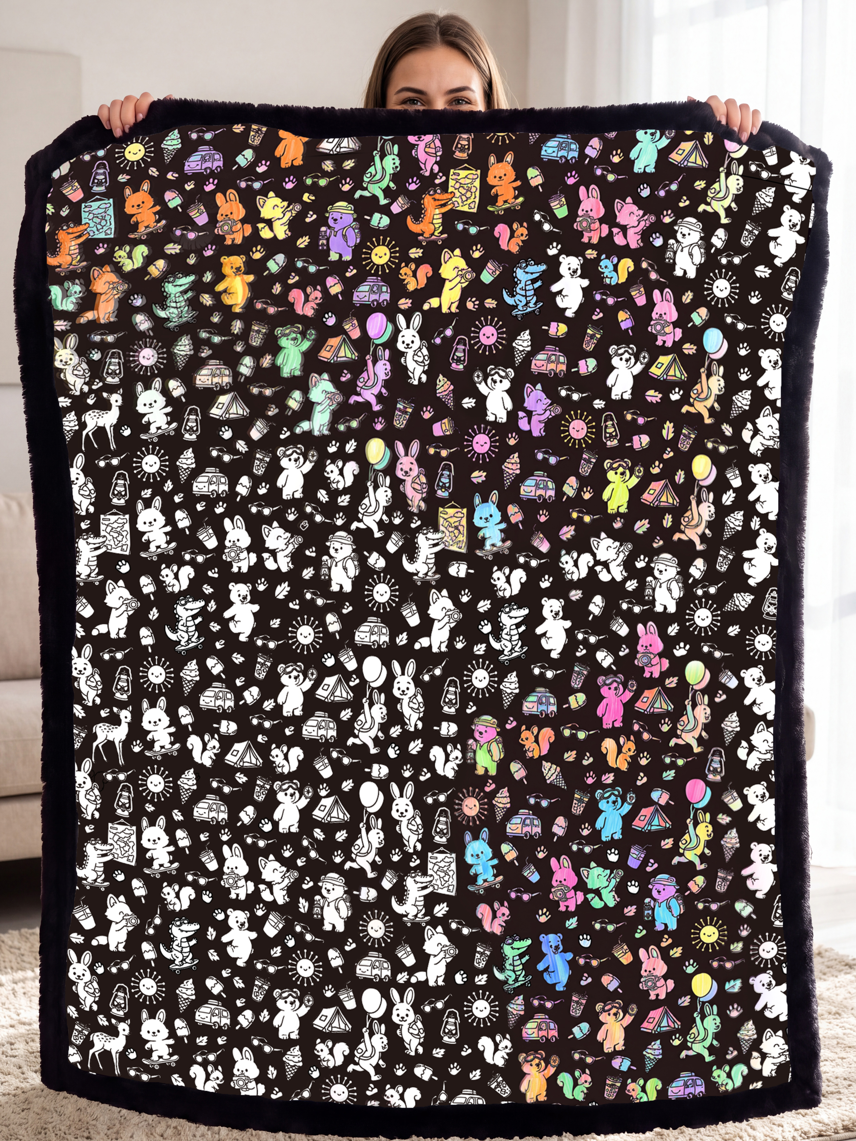 Cozy Doodle Coloring Blanket with 20 Washable Markers