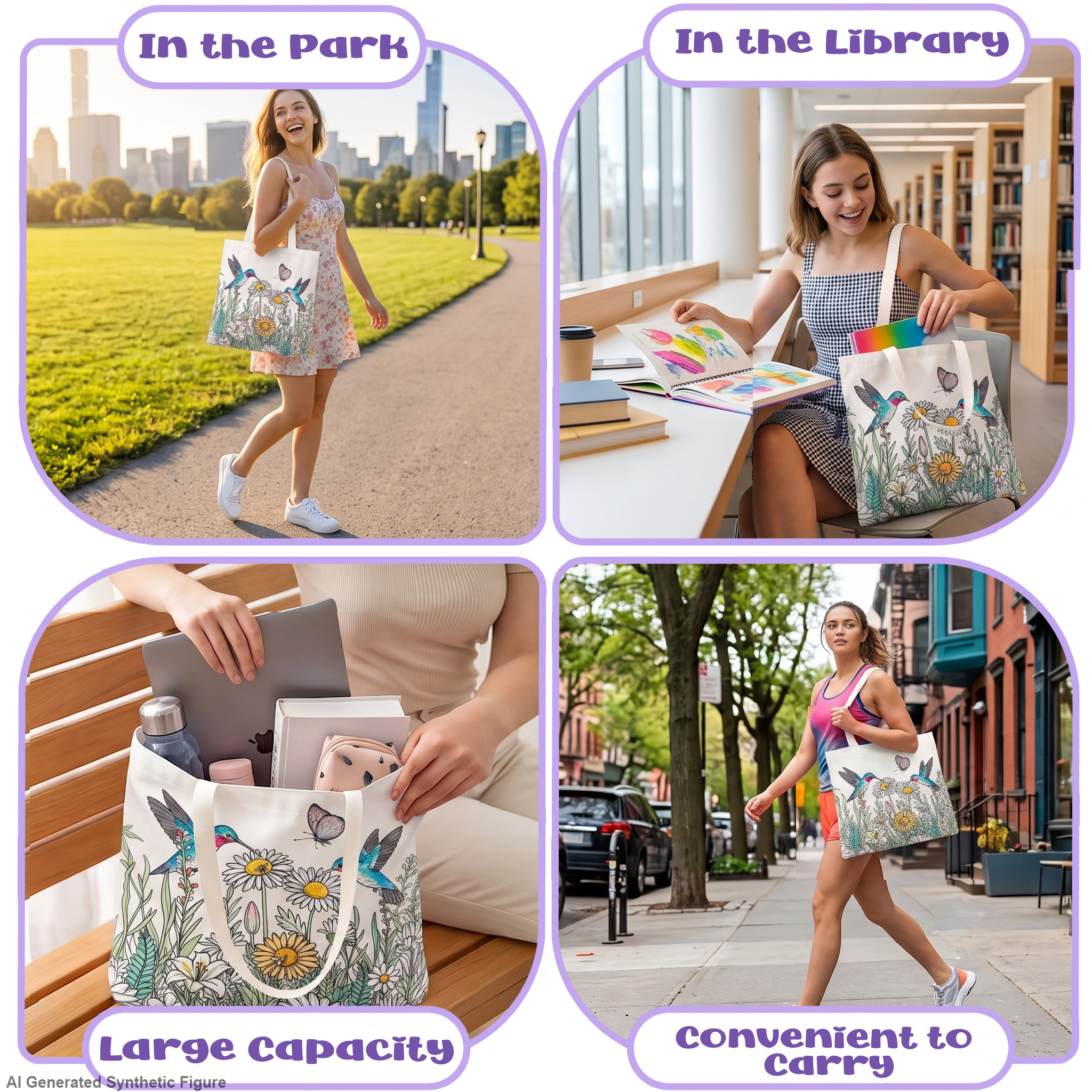 Coloring Canvas Tote Bag for Adults  DIY Painting Kit with 24 Markers