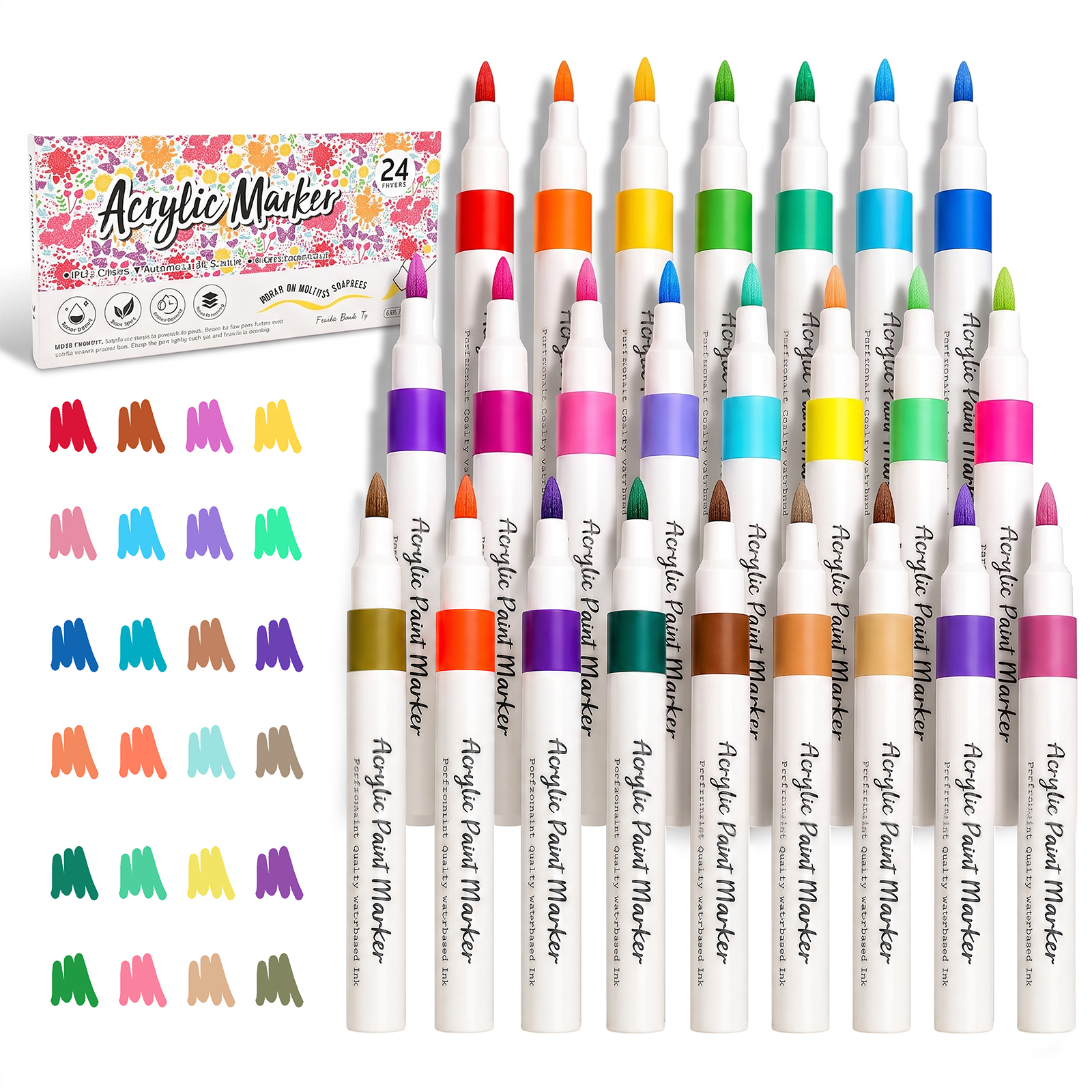 24 Vibrant Colors Acrylic Paint Marker