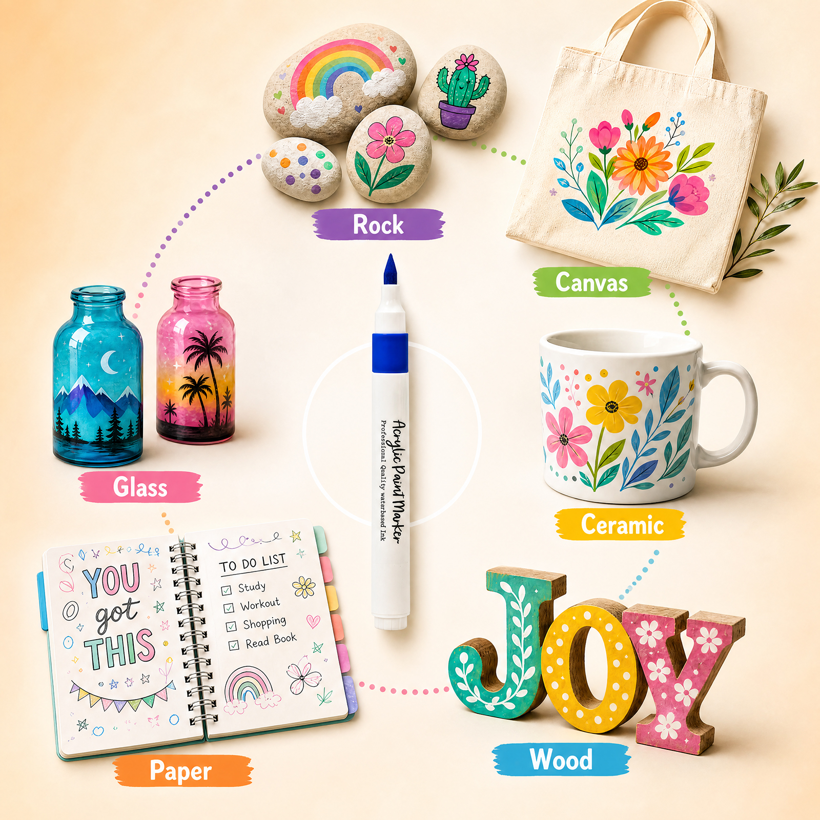 24 Vibrant Colors Acrylic Paint Marker
