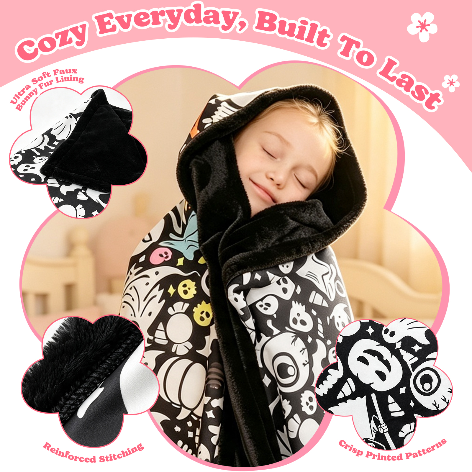 Halloween Coloring Blanket with 20 Washable Markers, 40x60 Inch