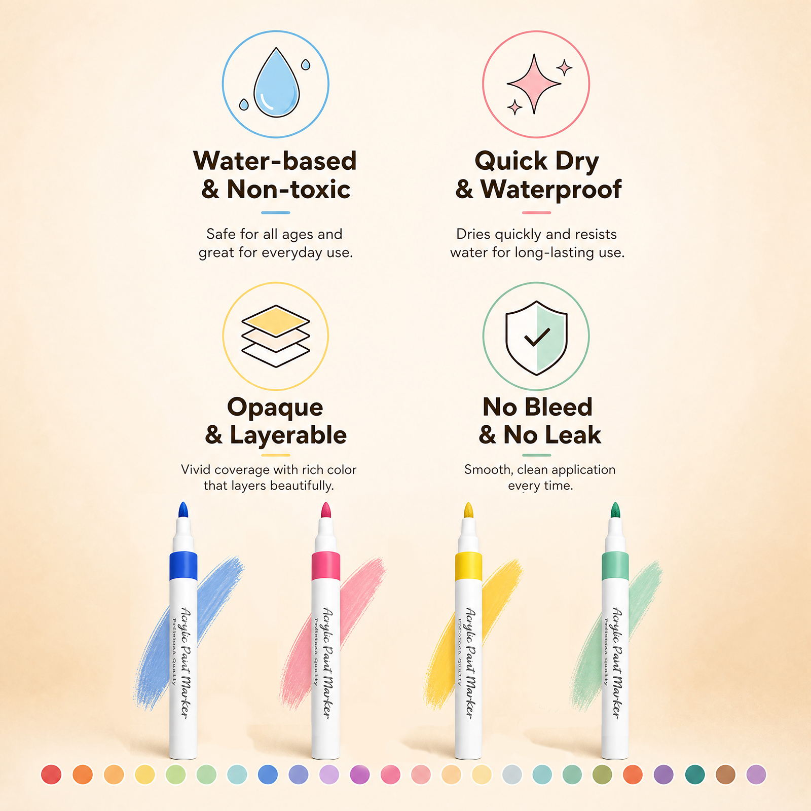 24 Vibrant Colors Acrylic Paint Marker