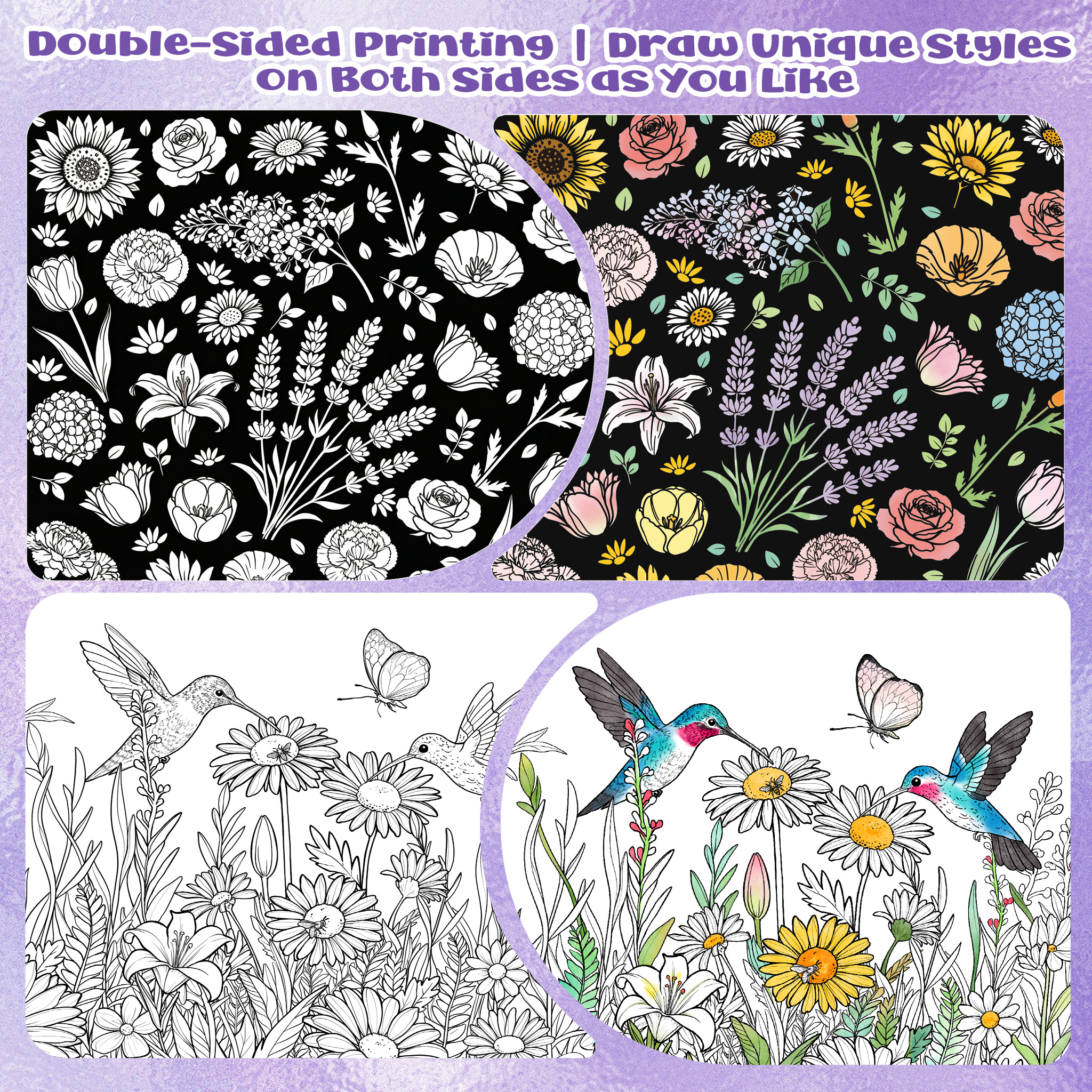 Coloring Canvas Tote Bag for Adults  DIY Painting Kit with 24 Markers (Flowers)