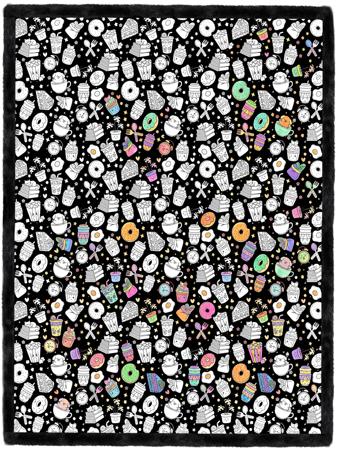 Coloring Blanket for Adults & Kids - 24 Colors Markers (Dessert)