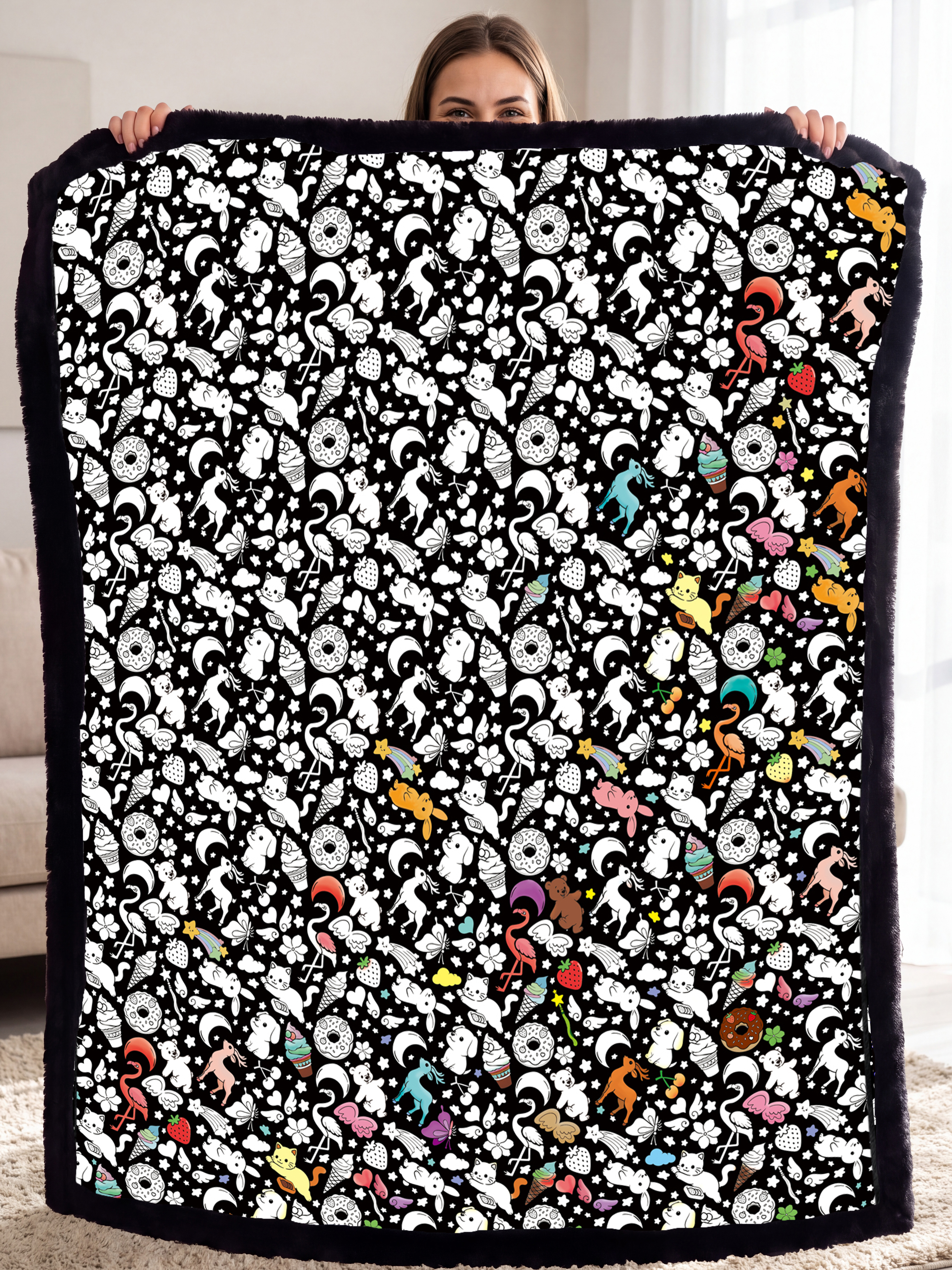 Cozy Coloring Blanket for Adults & Kids - 24 Colors Markers
