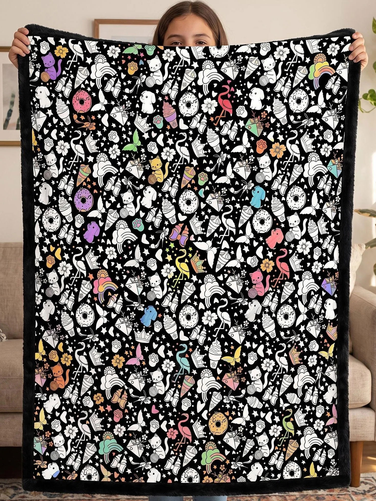 Diy Coloring Blanket for Adults & Kids - 24 Colors Markers