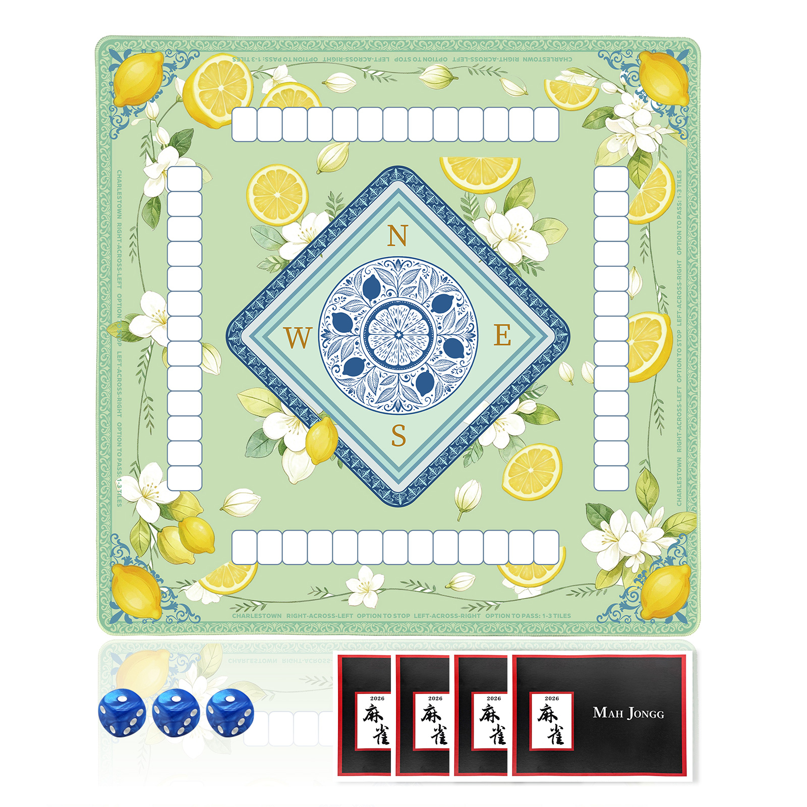 American Lemon Mahjong Mat  with Rules and Tile Layout