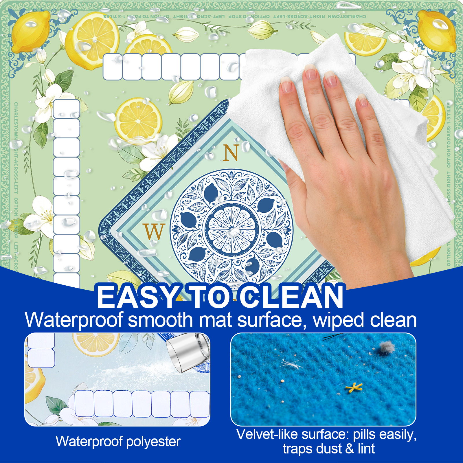 American Lemon Mahjong Mat  with Rules and Tile Layout-Royamoon