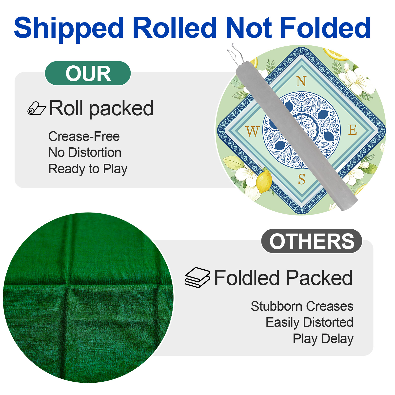 American Lemon Mahjong Mat  with Rules and Tile Layout-Royamoon