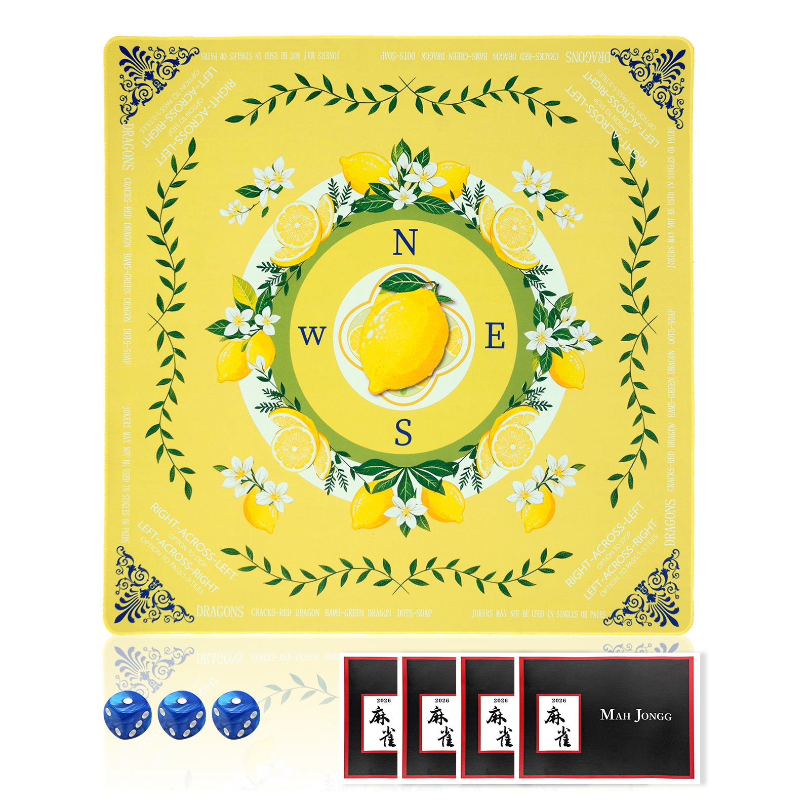American Lemon Mahjong Mat  with Rules and Tile Layout