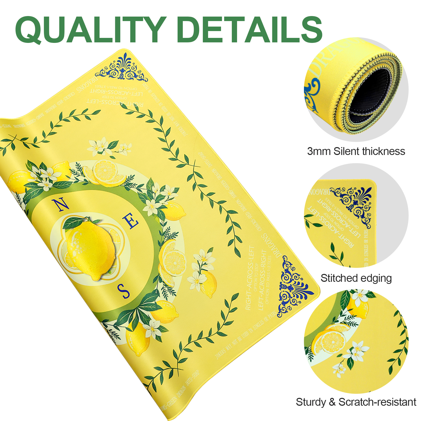 American Lemon Mahjong Mat  with Rules and Tile Layout-Royamoon