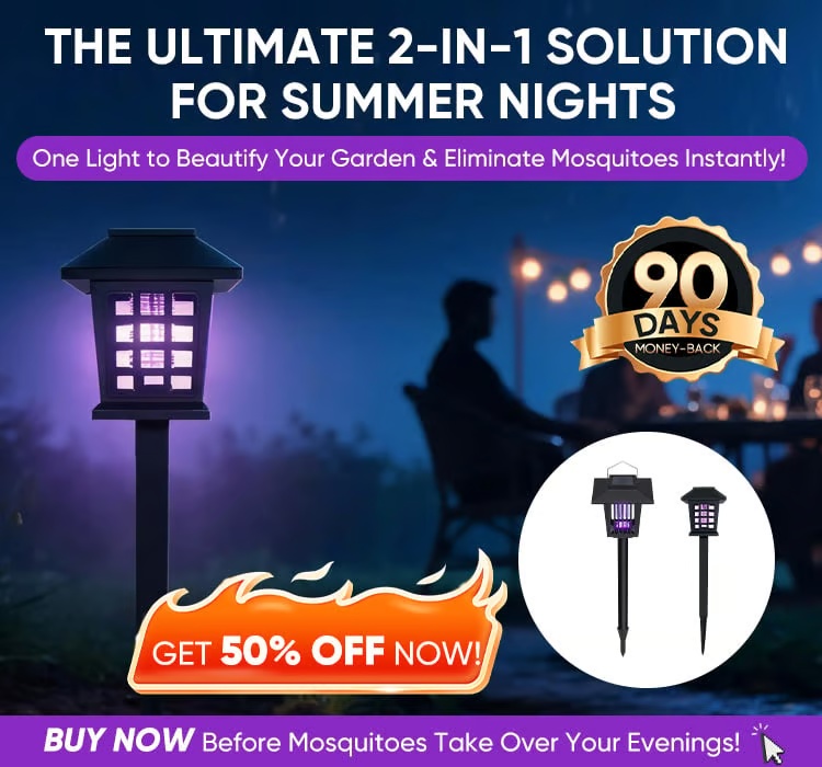 Eco-Friendly - 2-in-1 Flickering Flame - Solar Powered Mosquito Zapper & Garden Stake Light