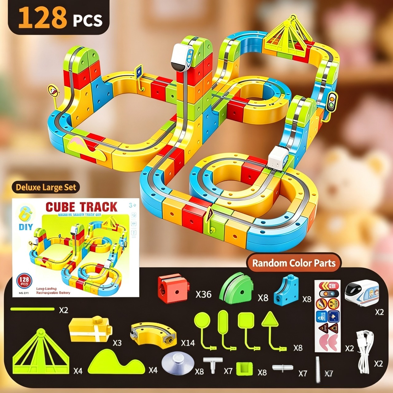 Electric Train Set 3D Magic Flexible Race Track for Kids 3-8 Years Old, Anti-Gravity STEM Toy