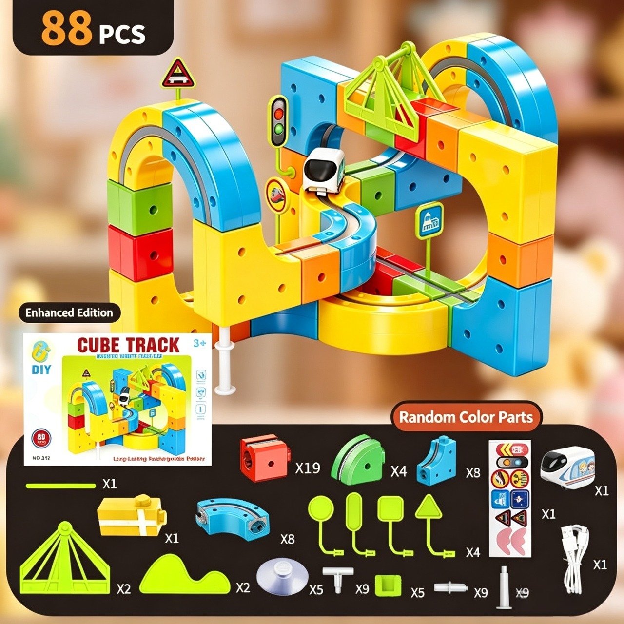 Electric Train Set 3D Magic Flexible Race Track for Kids 3-8 Years Old, Anti-Gravity STEM Toy