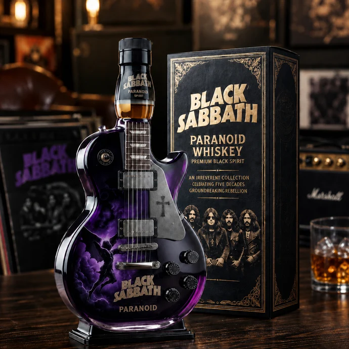 Black Sabbath Paranoid Guitar-Shaped Collectible Bottle🎸