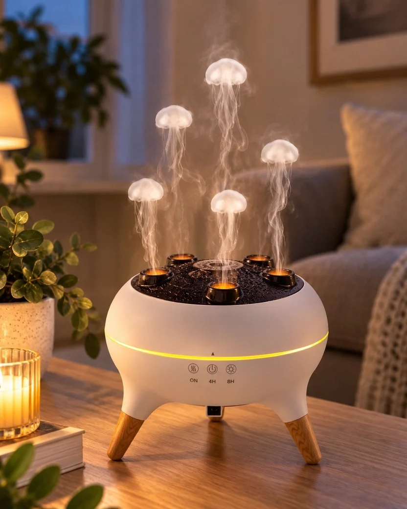 Jellyfish Aroma Diffuser with Music Sync – 7-Colour LED Mist Humidifier