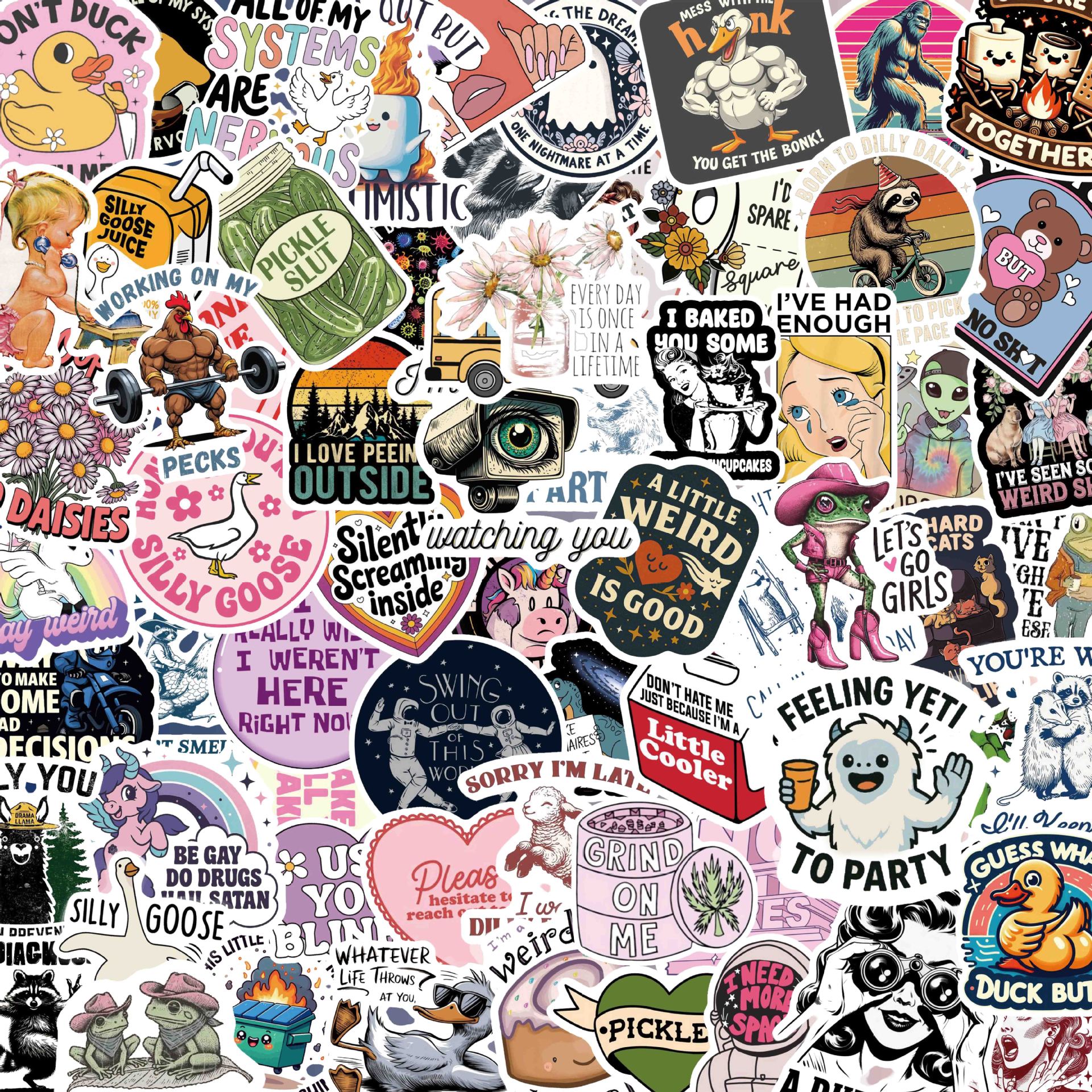 200 Creative & Funny Animal Holographic Laser Stickers with Quotes – DIY Journal & Scrapbook Decoration