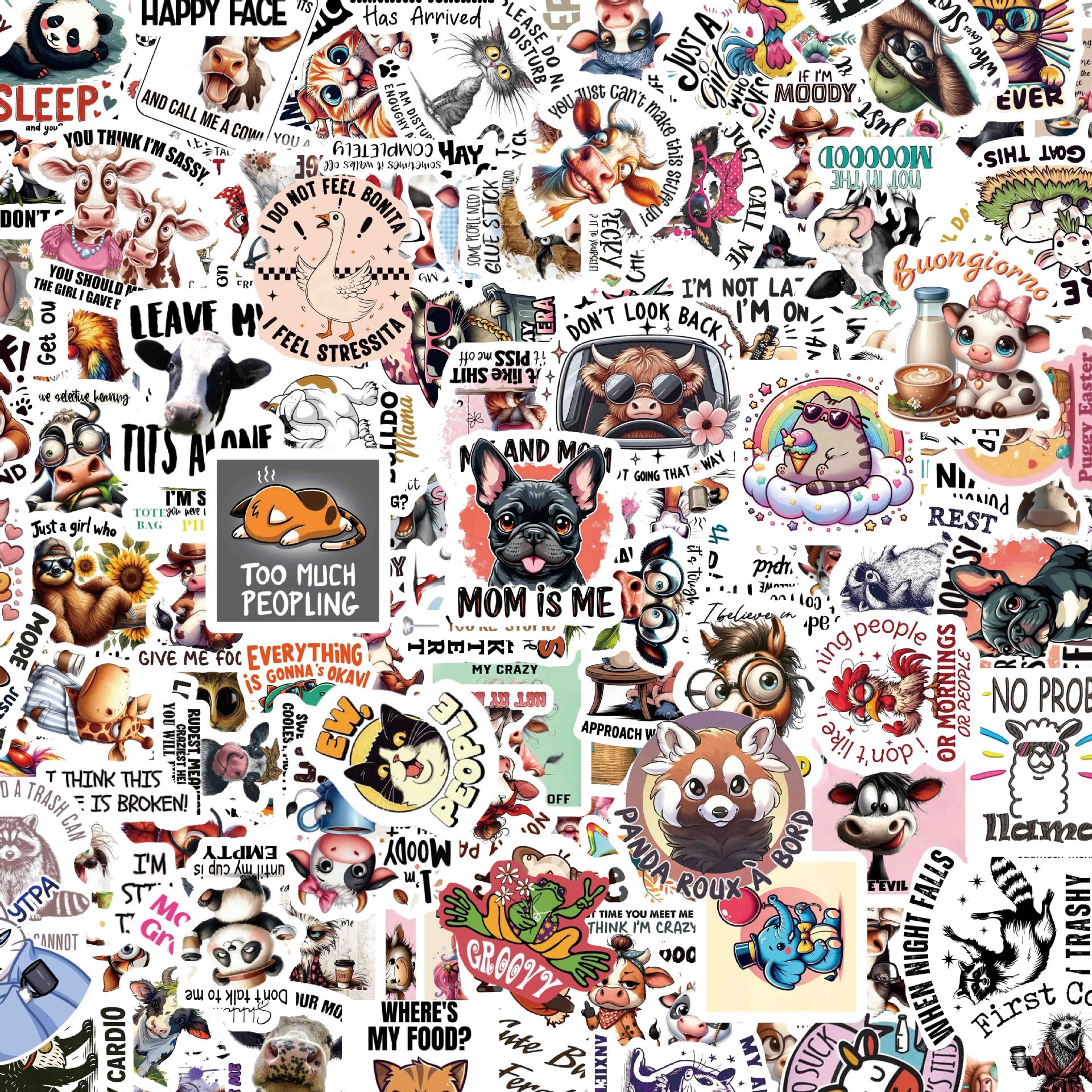 200 Creative & Funny Animal Holographic Laser Stickers with Quotes – DIY Journal & Scrapbook Decoration