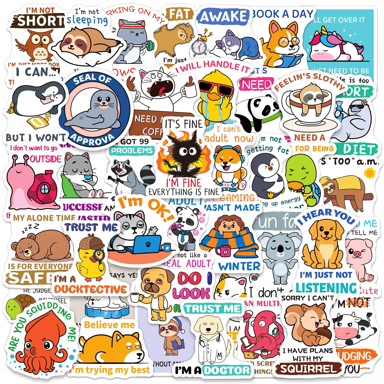 200 Creative & Funny Animal Holographic Laser Stickers with Quotes – DIY Journal & Scrapbook Decoration