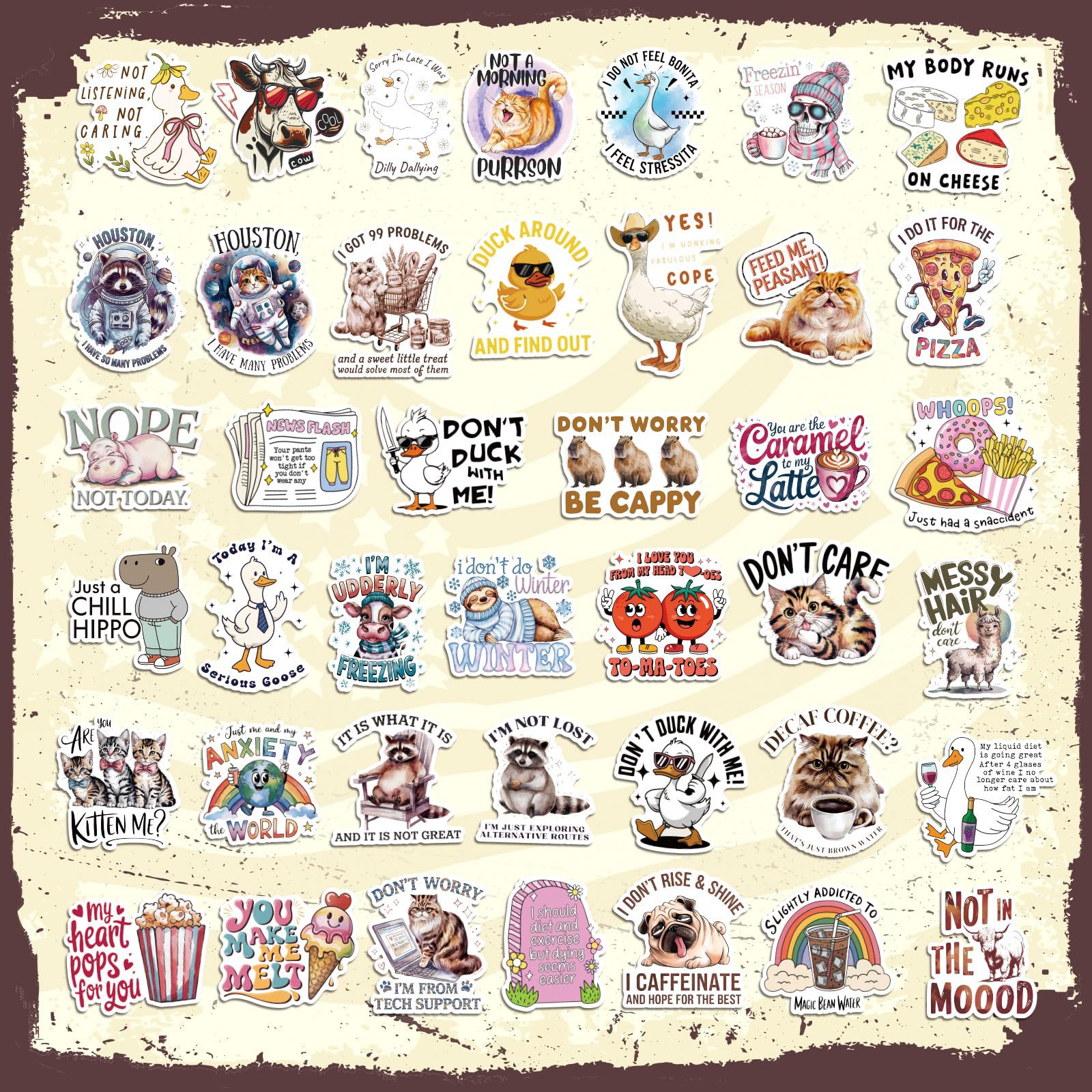 300 Fun Animal Stickers – Creative, Personalized, Waterproof Graffiti Decals for Notebooks, Luggage, and Decoration