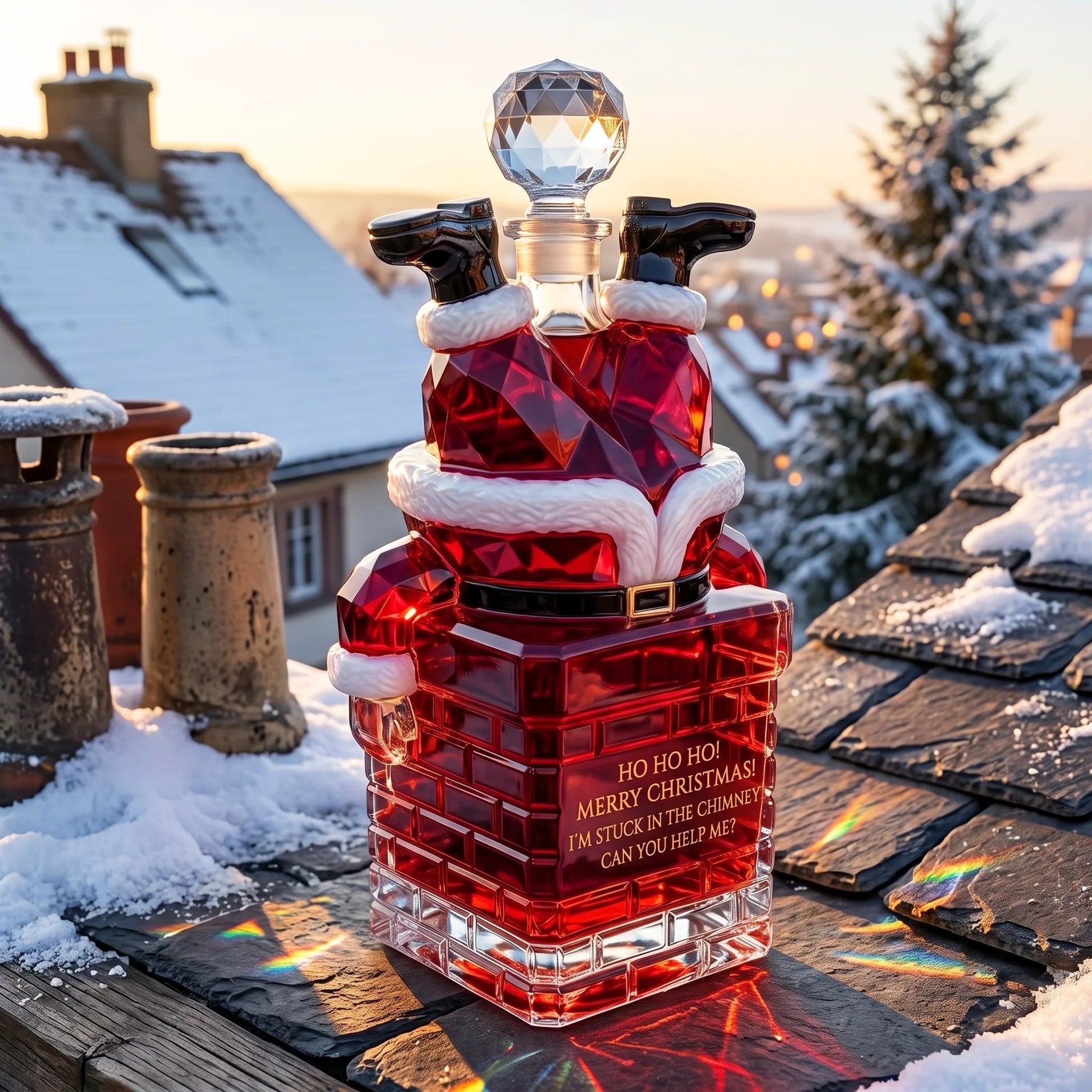💥Santa Stuck in the Chimney Whiskey Bottle