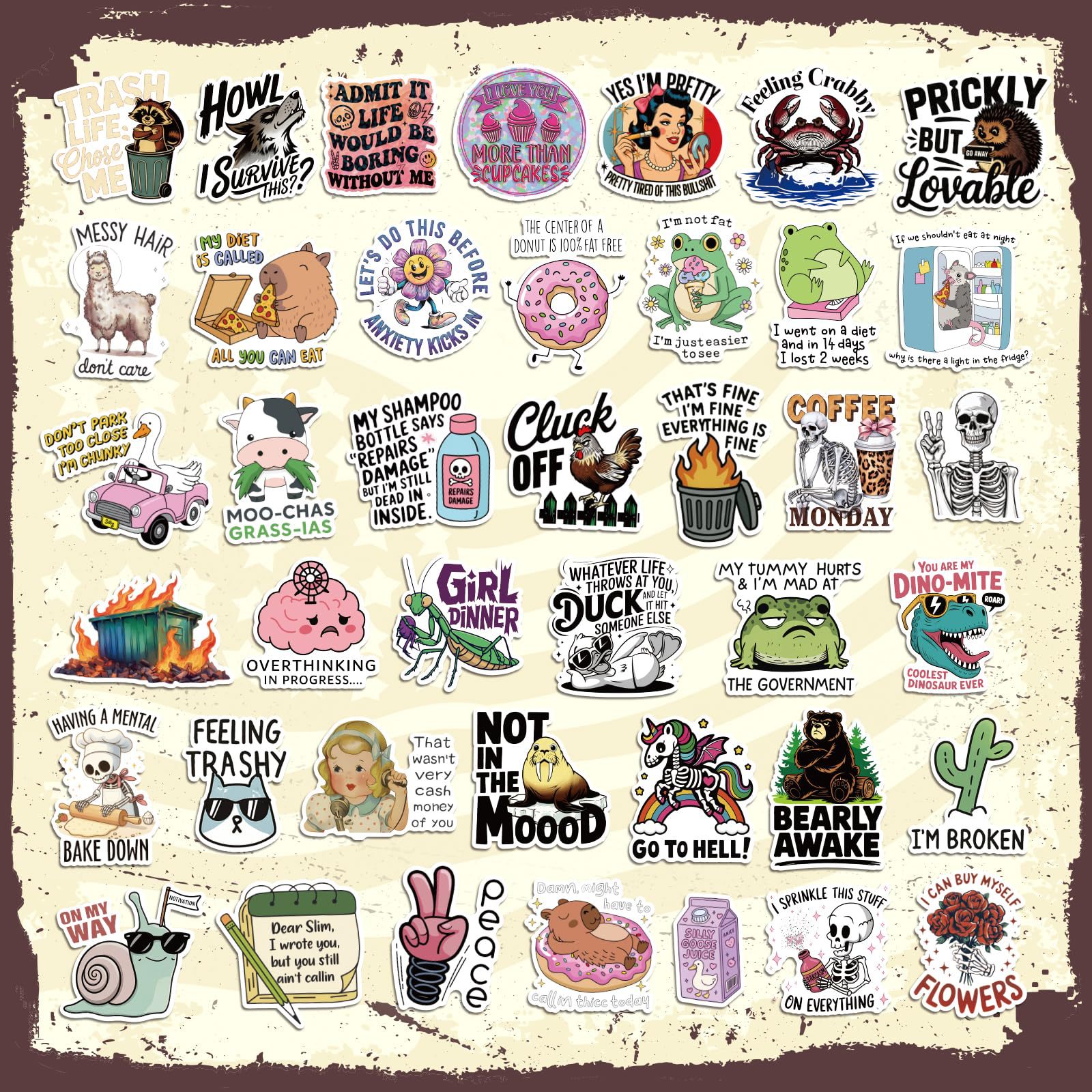 300 Fun Animal Stickers – Creative, Personalized, Waterproof Graffiti Decals for Notebooks, Luggage, and Decoration