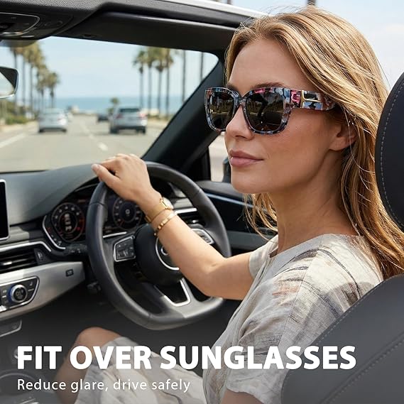 🕶️ Polarized Fit Over Sunglasses for Women – UV400 Protection Floral Frame Wear Over Prescription Glasses-This also makes an excellent gift🎁