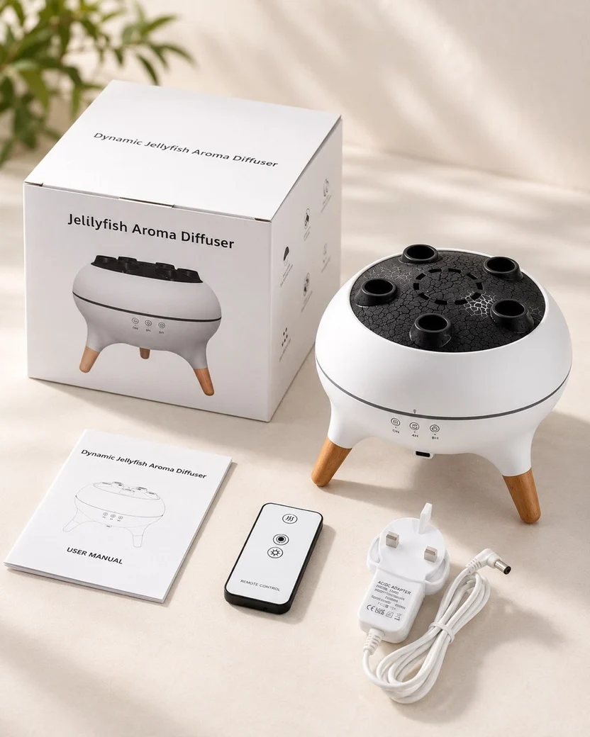 Jellyfish Aroma Diffuser with Music Sync – 7-Colour LED Mist Humidifier