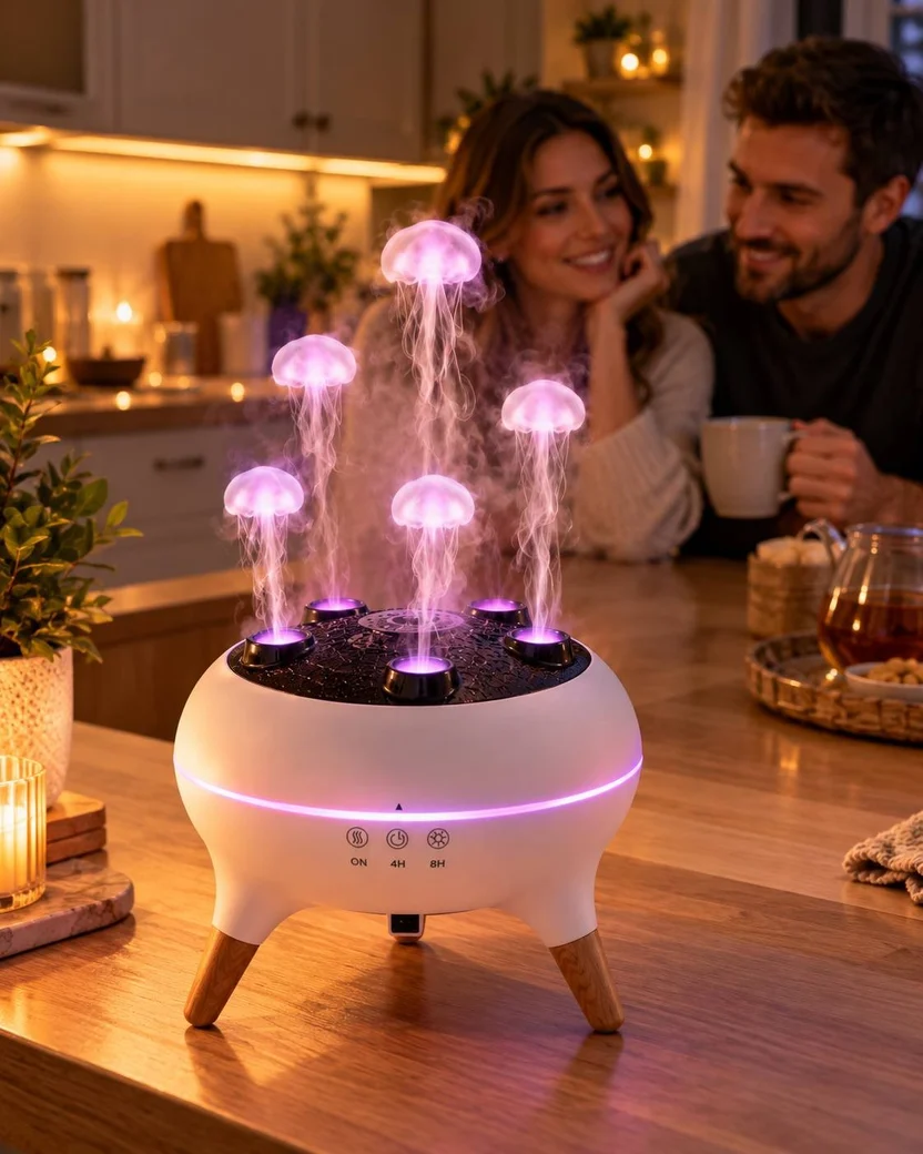 Jellyfish Aroma Diffuser with Music Sync – 7-Colour LED Mist Humidifier