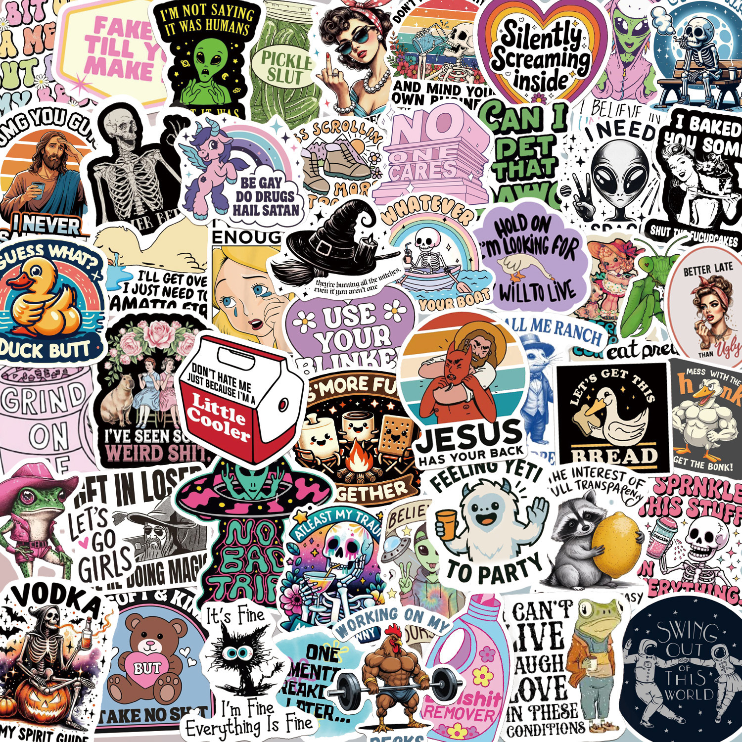 200 Creative & Funny Animal Holographic Laser Stickers with Quotes – DIY Journal & Scrapbook Decoration