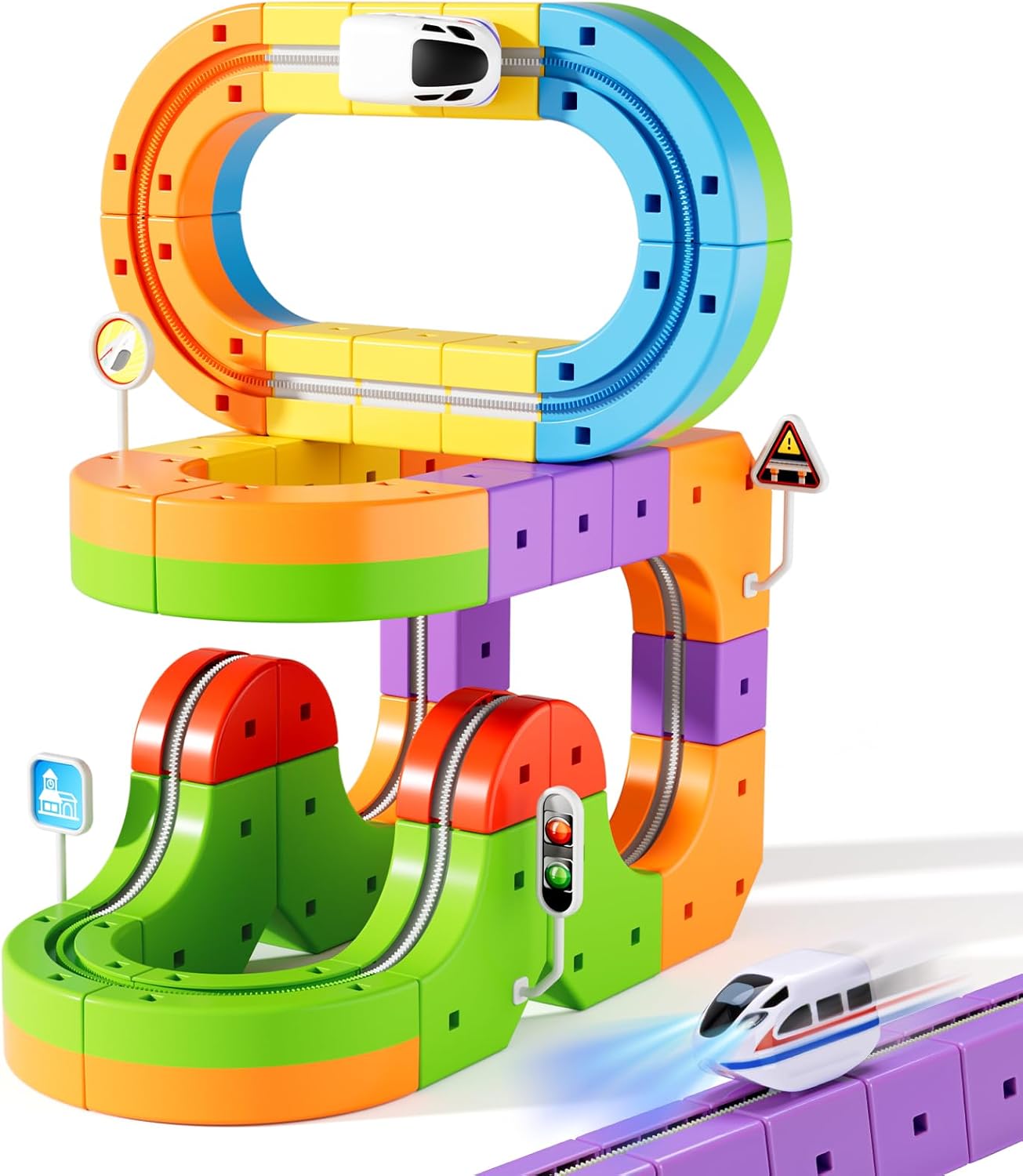 Electric Train Set 3D Magic Flexible Race Track for Kids 3-8 Years Old, Anti-Gravity STEM Toy