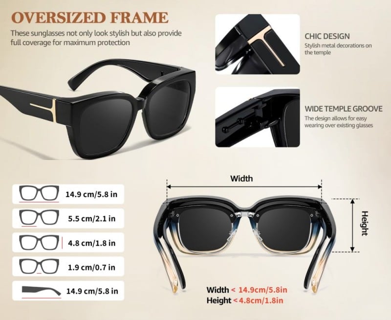 🕶️ Polarized Fit Over Sunglasses for Women – UV400 Protection Floral Frame Wear Over Prescription Glasses-This also makes an excellent gift🎁