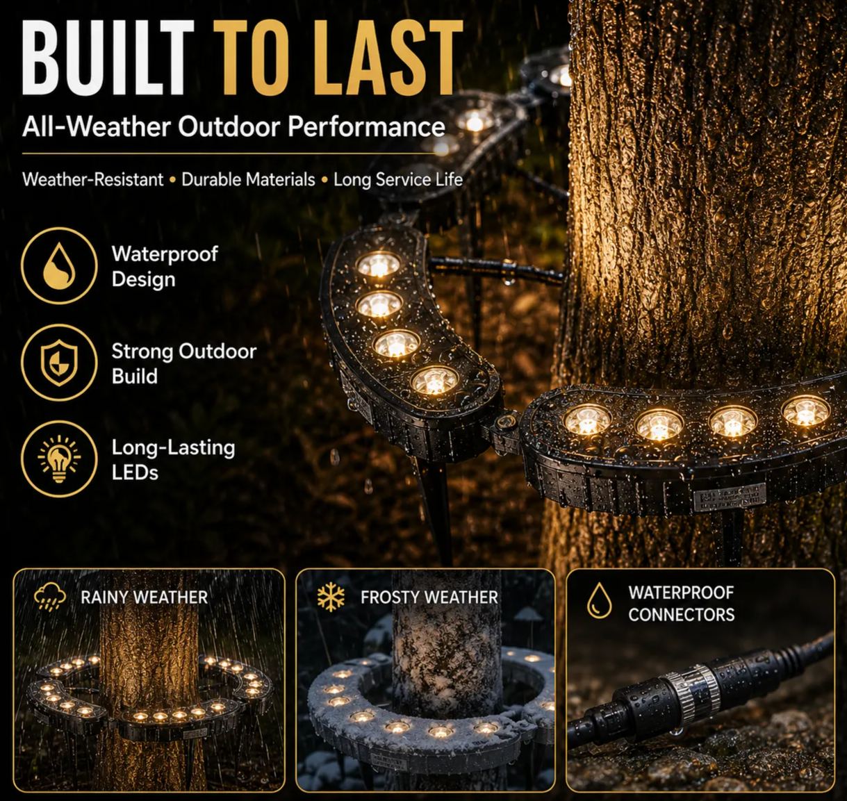 Modular Ring Tree Landscape Lights – 360° Outdoor Uplighting for Trees & Columns