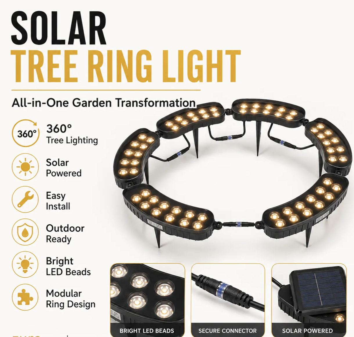 Modular Ring Tree Landscape Lights – 360° Outdoor Uplighting for Trees & Columns