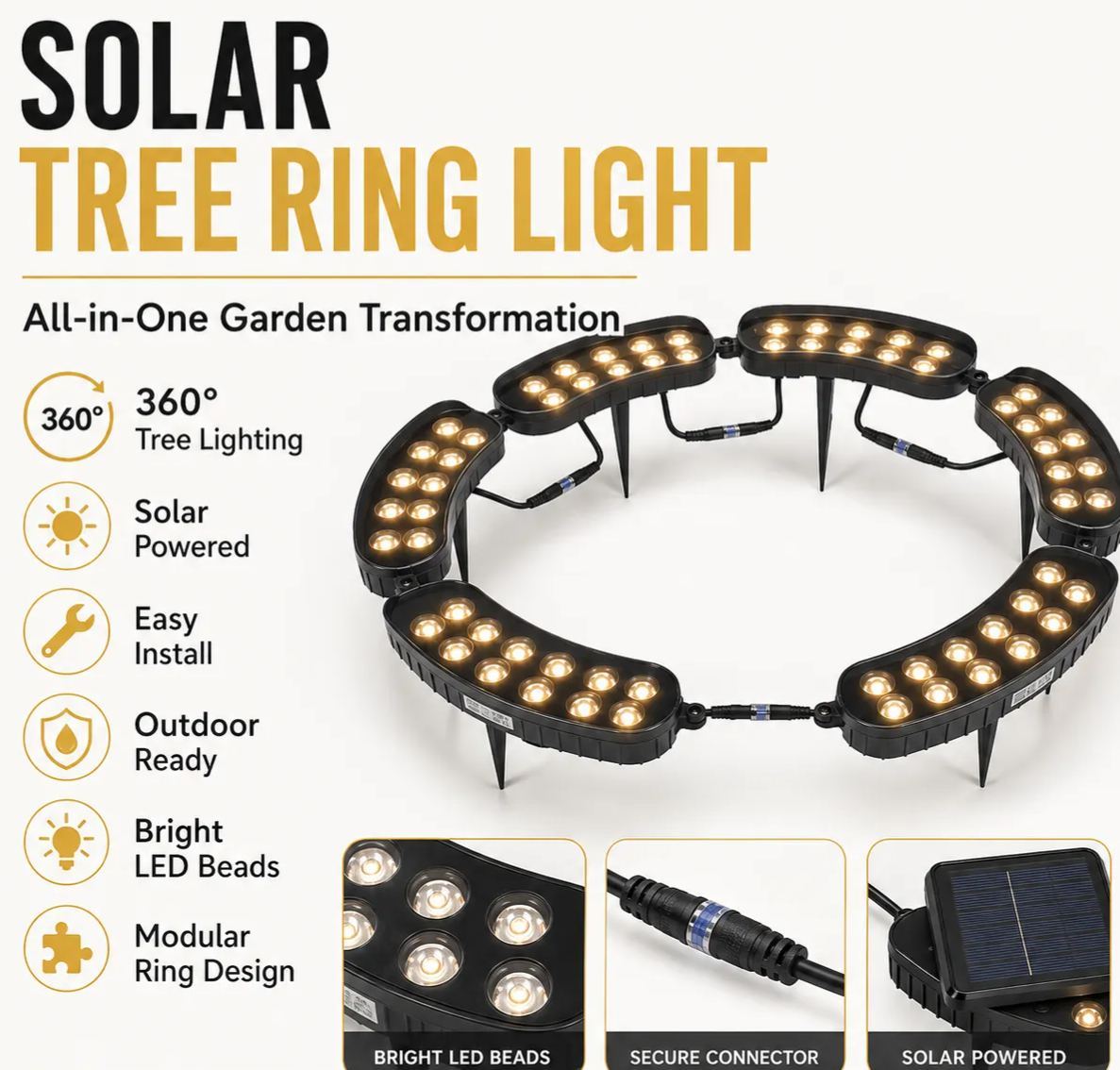 Modular Ring Tree Landscape Lights – 360° Outdoor Uplighting for Trees & Columns