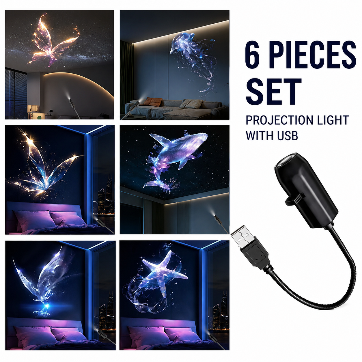 Plug-&-Play HD Christmas Projector – 6 or 10 Festive Scenes