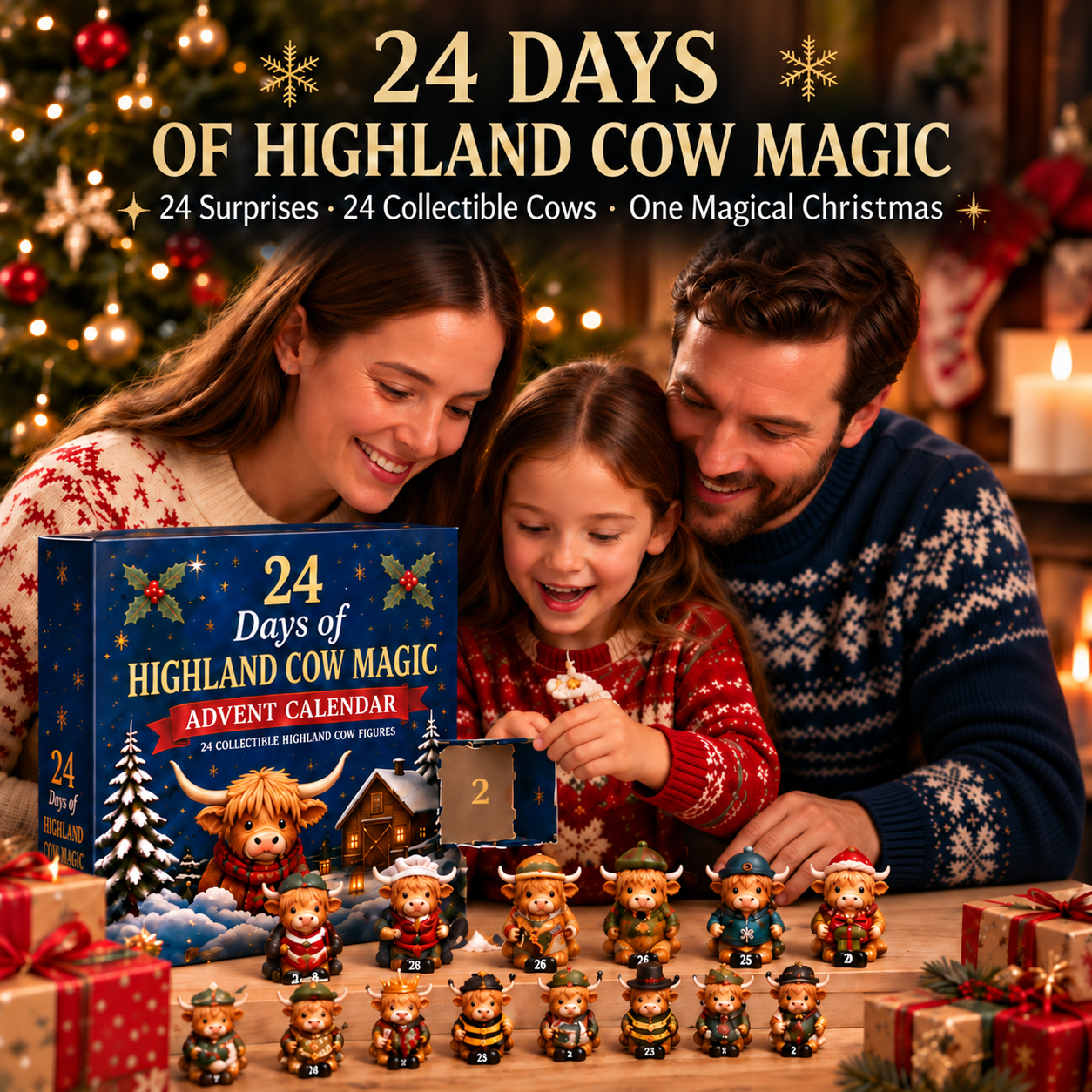 ⏳ Last Day 50% OFF –🐮24-Day Highland Cow Advent Calendar