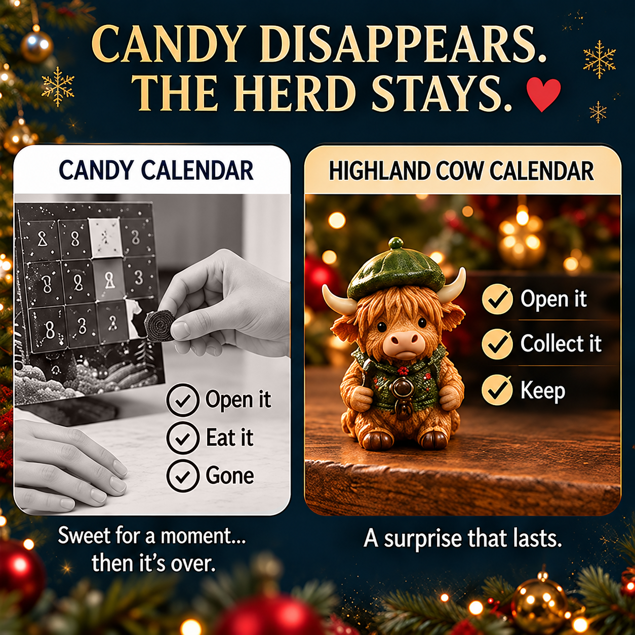 ⏳ Last Day 50% OFF –🐮24-Day Highland Cow Advent Calendar