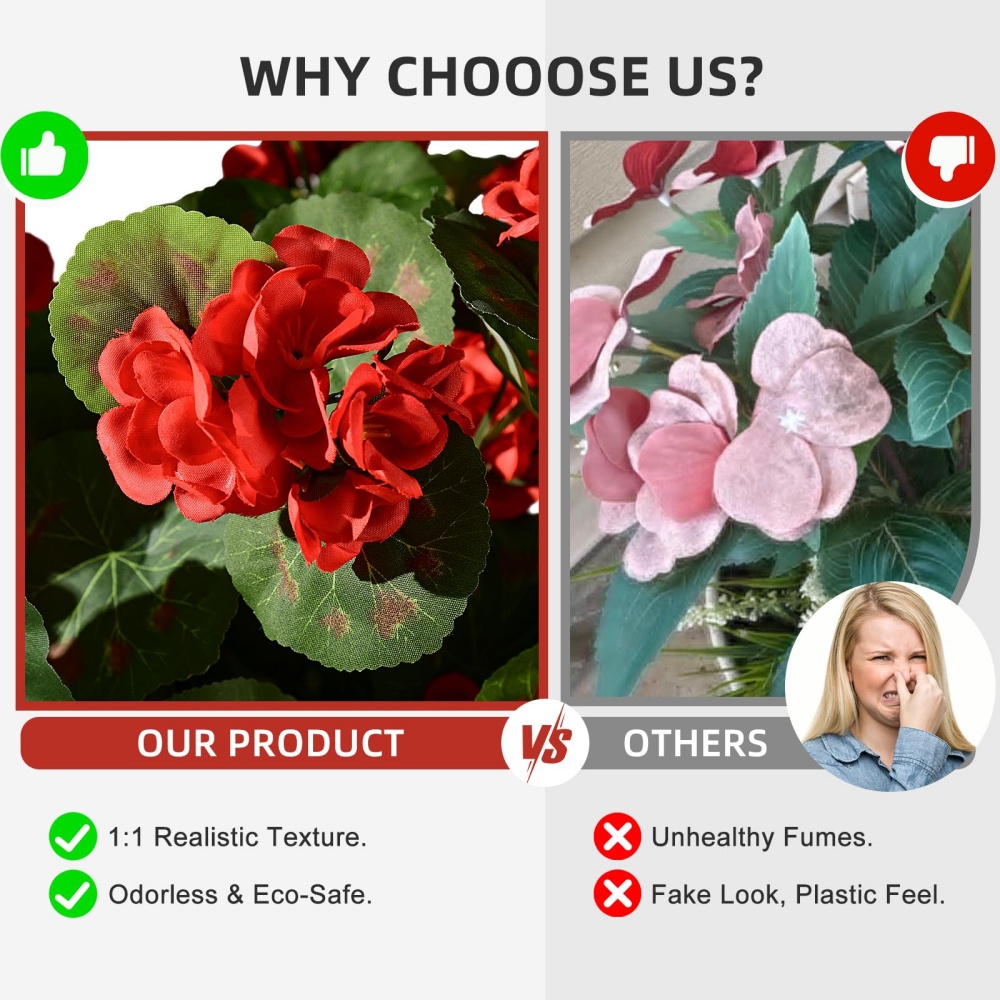 💥 50% OFF🔥 Beautiful Artificial Geranium Flowers – Long-Lasting & Weather Resistant 🌿