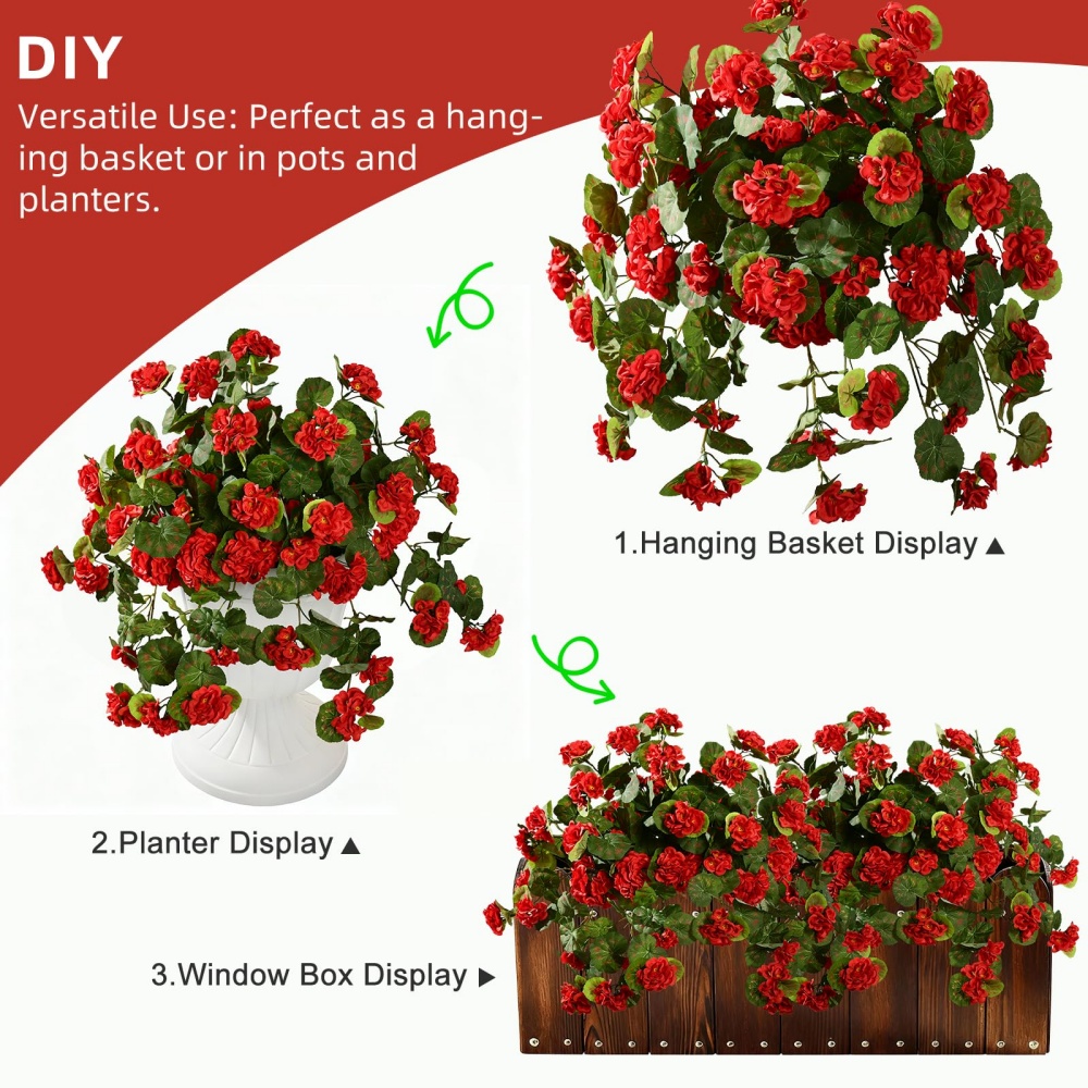 💥 50% OFF🔥 Beautiful Artificial Geranium Flowers – Long-Lasting & Weather Resistant 🌿