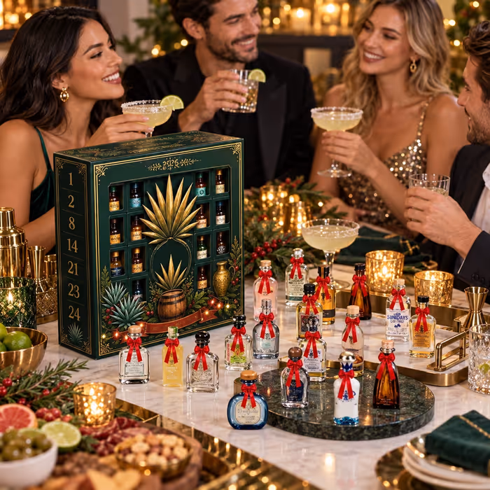 🎄 24-Day Mini Tequila Bottle Advent Calendar – Holiday Countdown Gift for Collectors & Bar Decor
