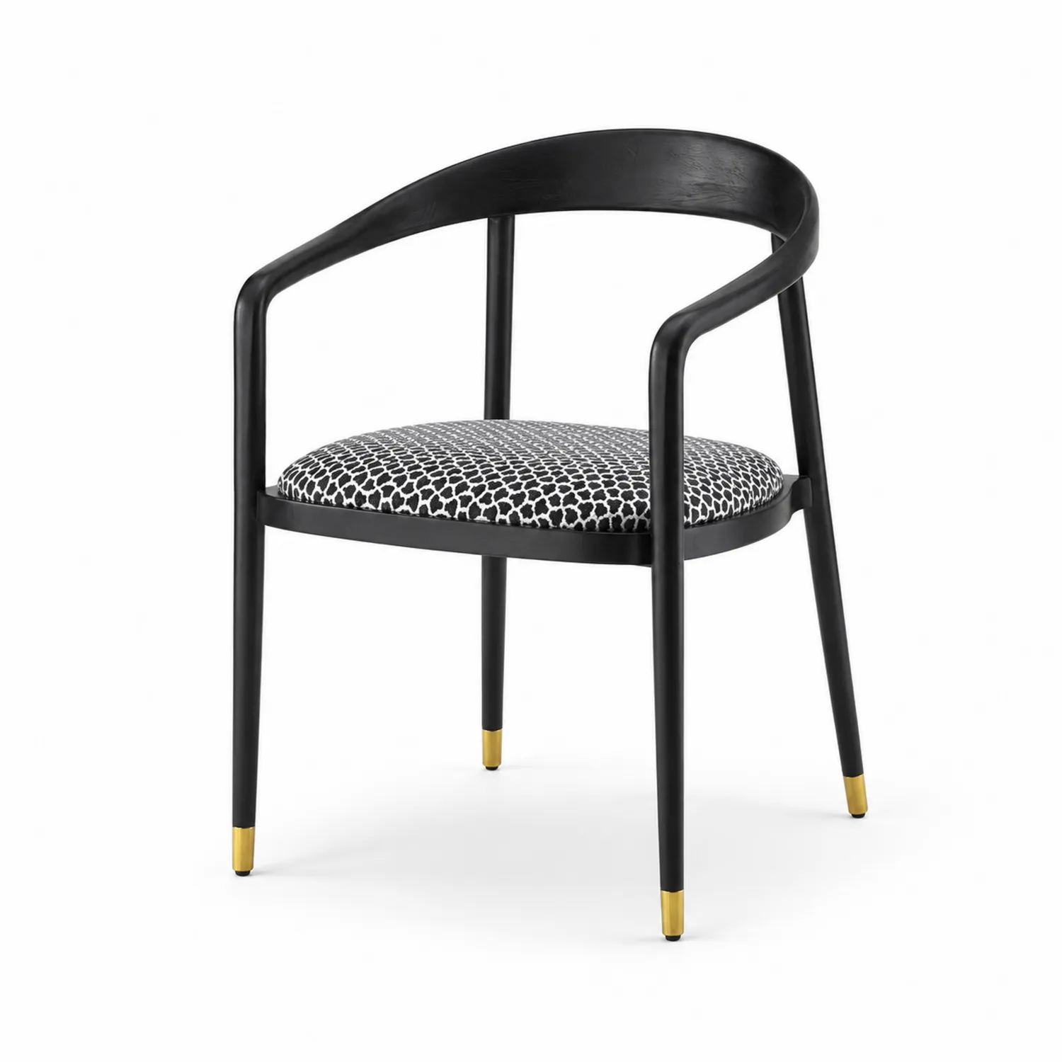Sedia in legno con seduta in tessuto poliestere nero e bianco
